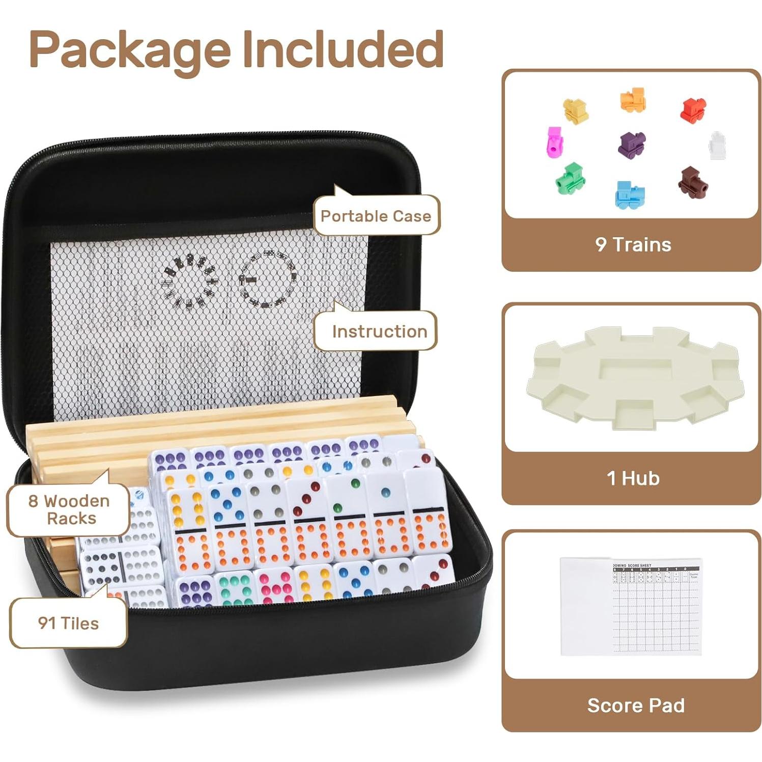 Juego de Dominó Mexicano Doble 12 Uvcany con 8 Bandejas