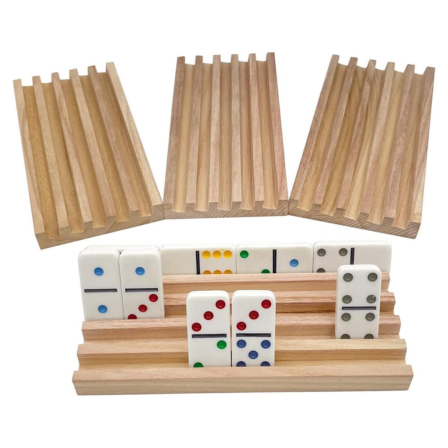 Soportes de Dominó de Madera Sólida SUTIMSHE - Juego de 4