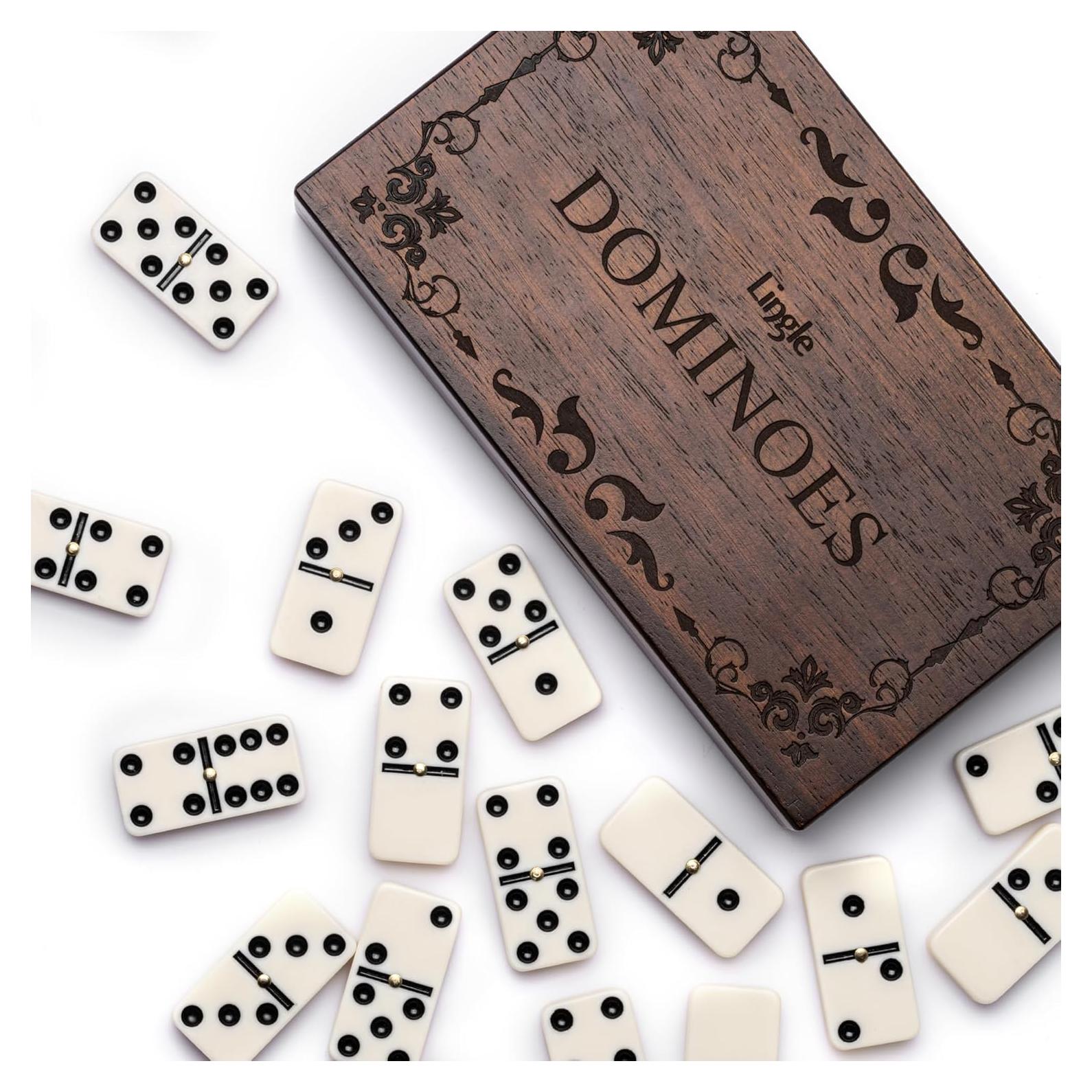 Juego de Dominó Doble Seis Lingle con Caja de Madera 28 Piezas