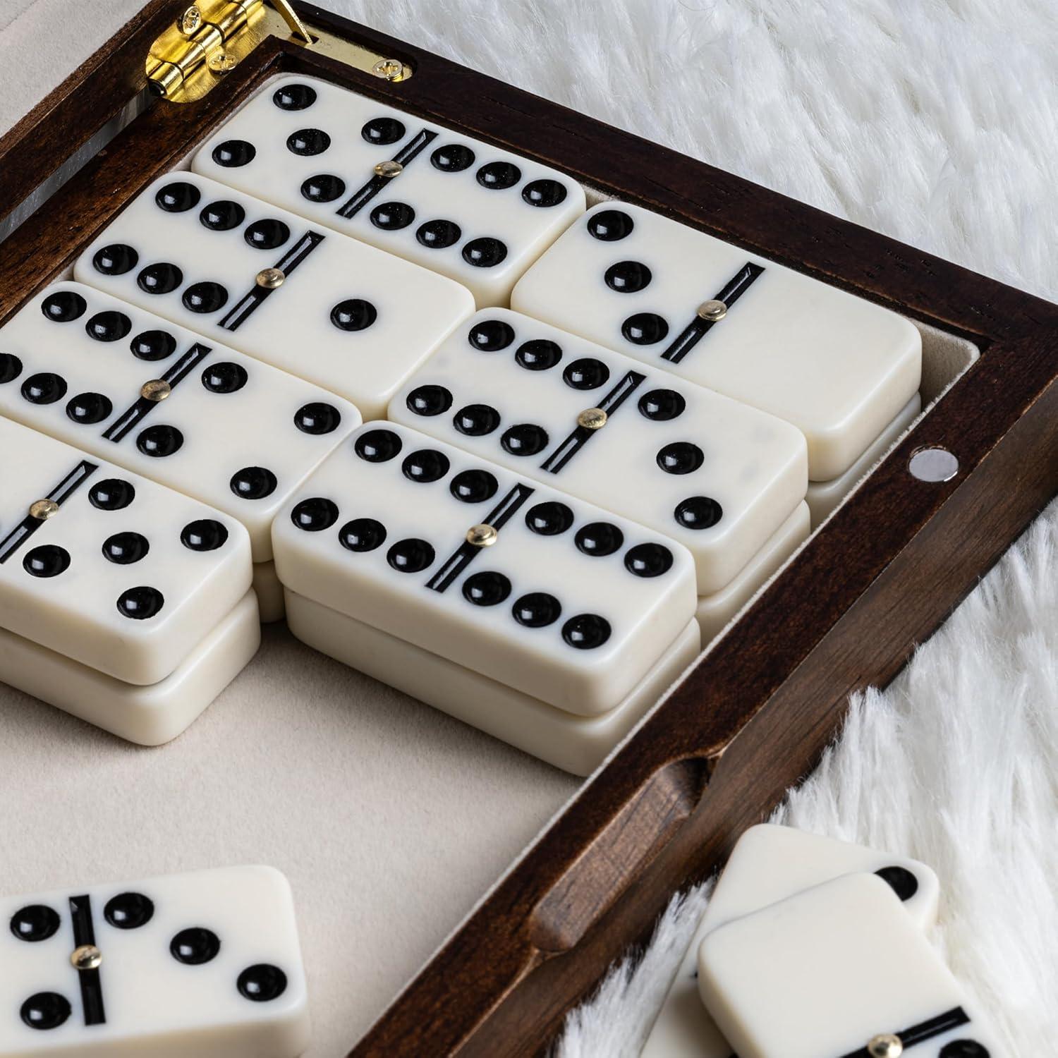 Juego de Dominó Doble Seis Lingle con Caja de Madera 28 Piezas