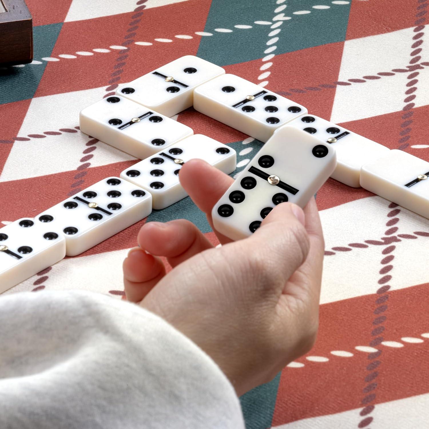 Juego de Dominó Doble Seis Lingle con Caja de Madera 28 Piezas