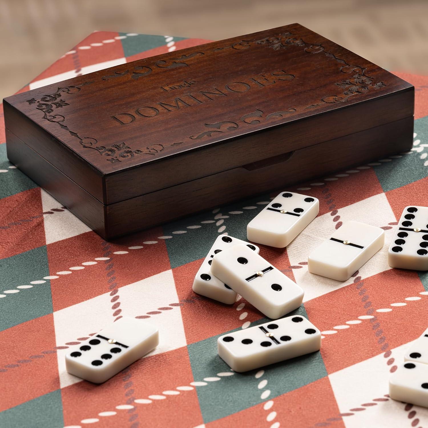 Juego de Dominó Doble Seis Lingle con Caja de Madera 28 Piezas