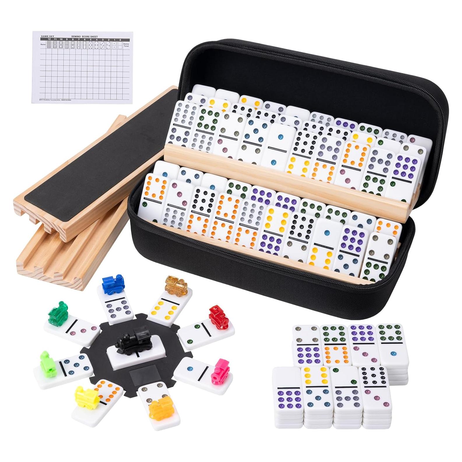 Juego de Dominó Mexicano Doble 12 con 91 Fichas y Soportes