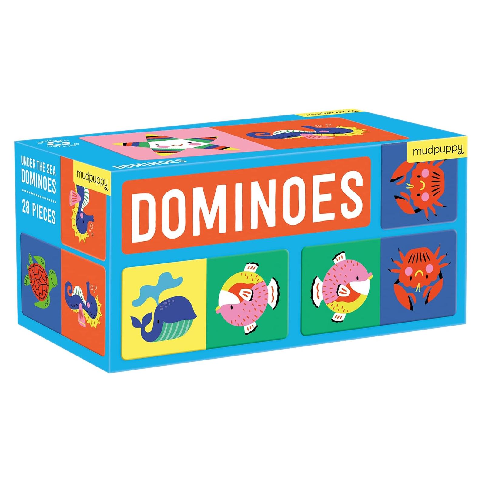 Dominó Bajo el Mar Mudpuppy - 28 Piezas Jumbo para Niños 3-8 Años