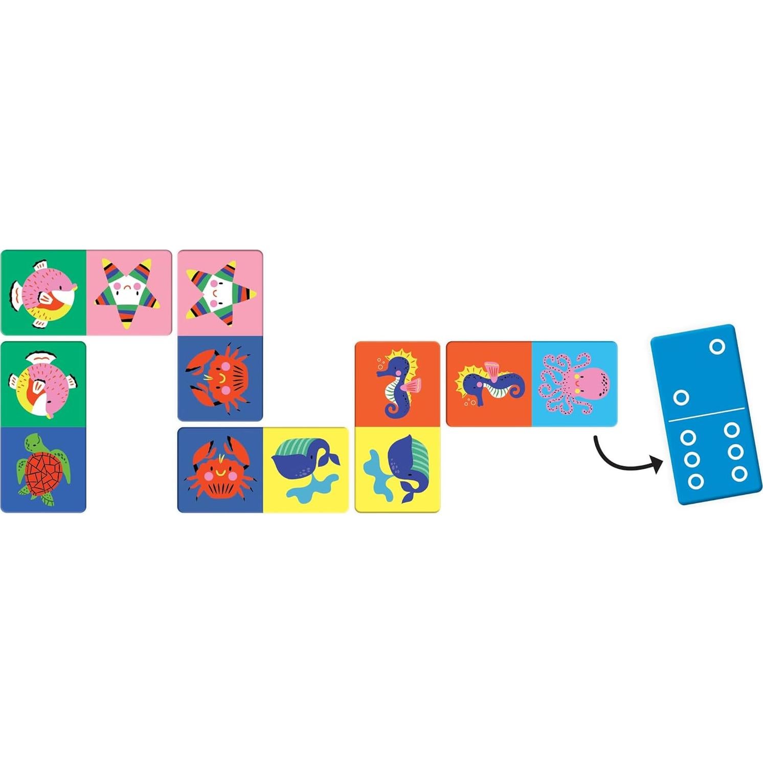 Dominó Bajo el Mar Mudpuppy - 28 Piezas Jumbo para Niños 3-8 Años