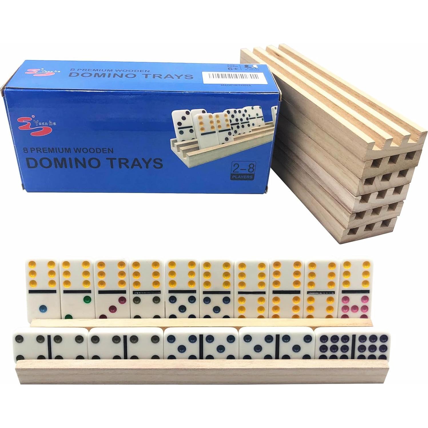 Juego de 8 Soportes de Dominó de Madera Yuanhe - Organizador para Juegos