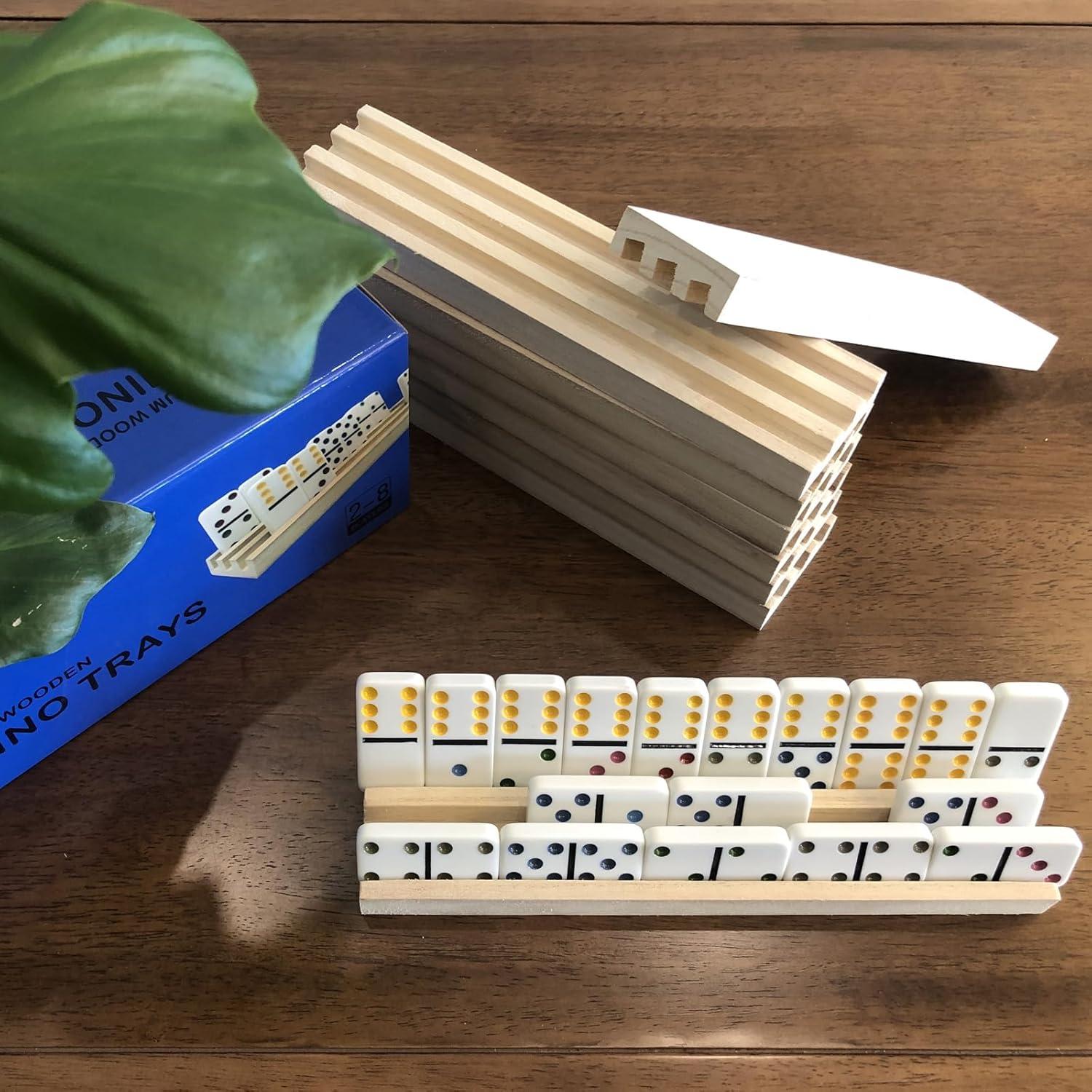Juego de 8 Soportes de Dominó de Madera Yuanhe - Organizador para Juegos