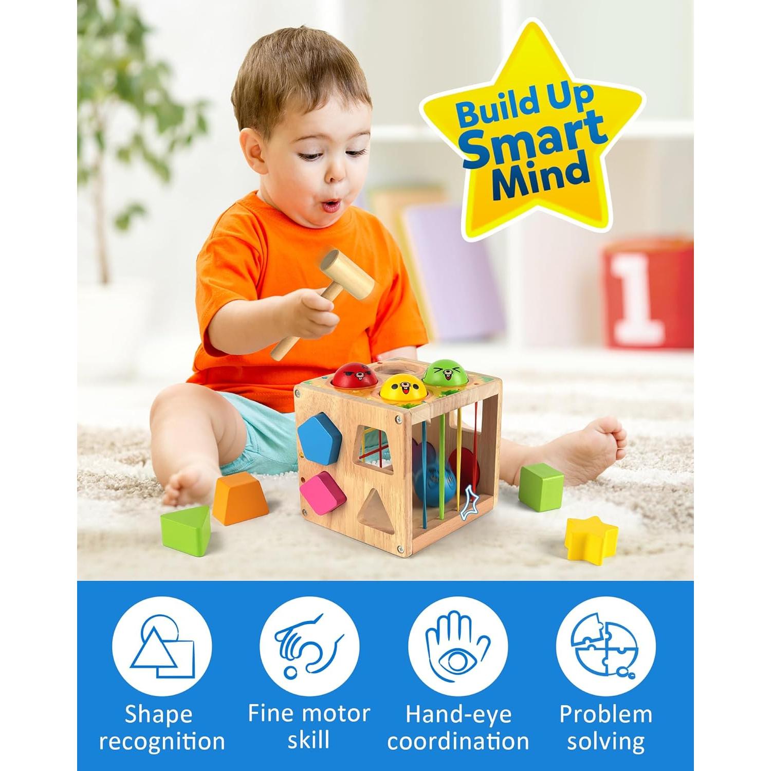 Cubo Clasificador de Formas de Madera Coogam para Niños 0.99 kg