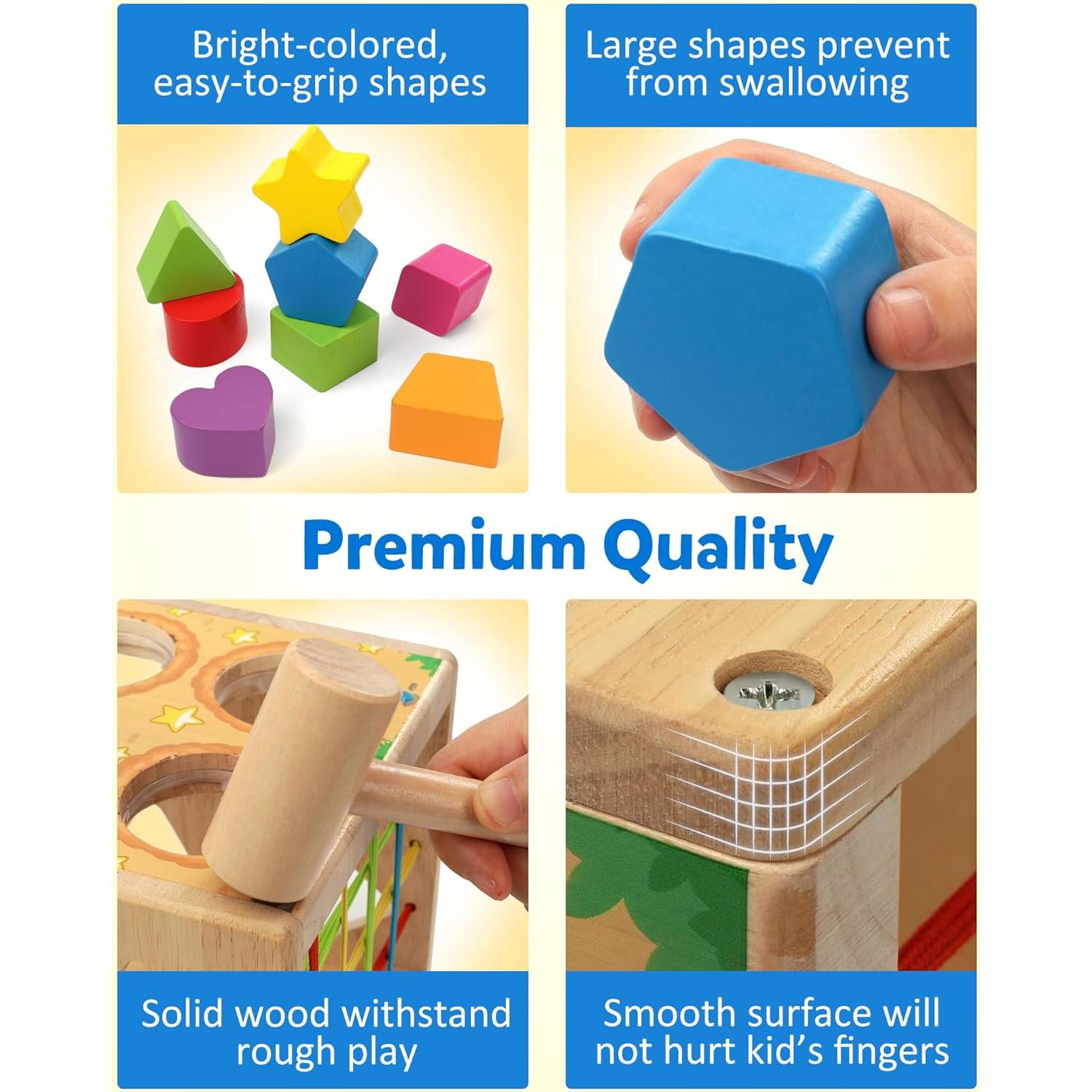 Cubo Clasificador de Formas de Madera Coogam para Niños 0.99 kg
