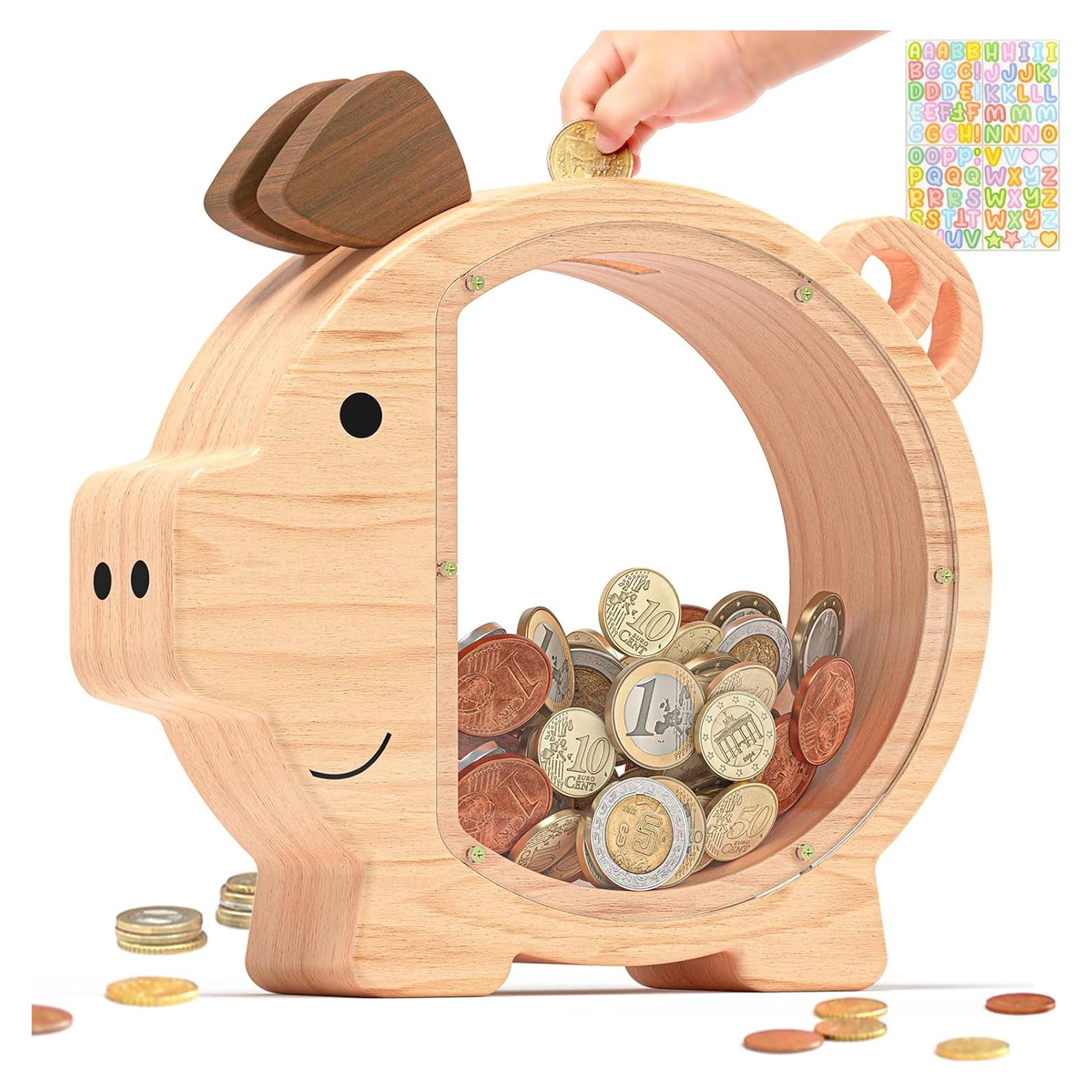 Hucha de Madera Summidate para Niños - Caja de Ahorro 24x22cm