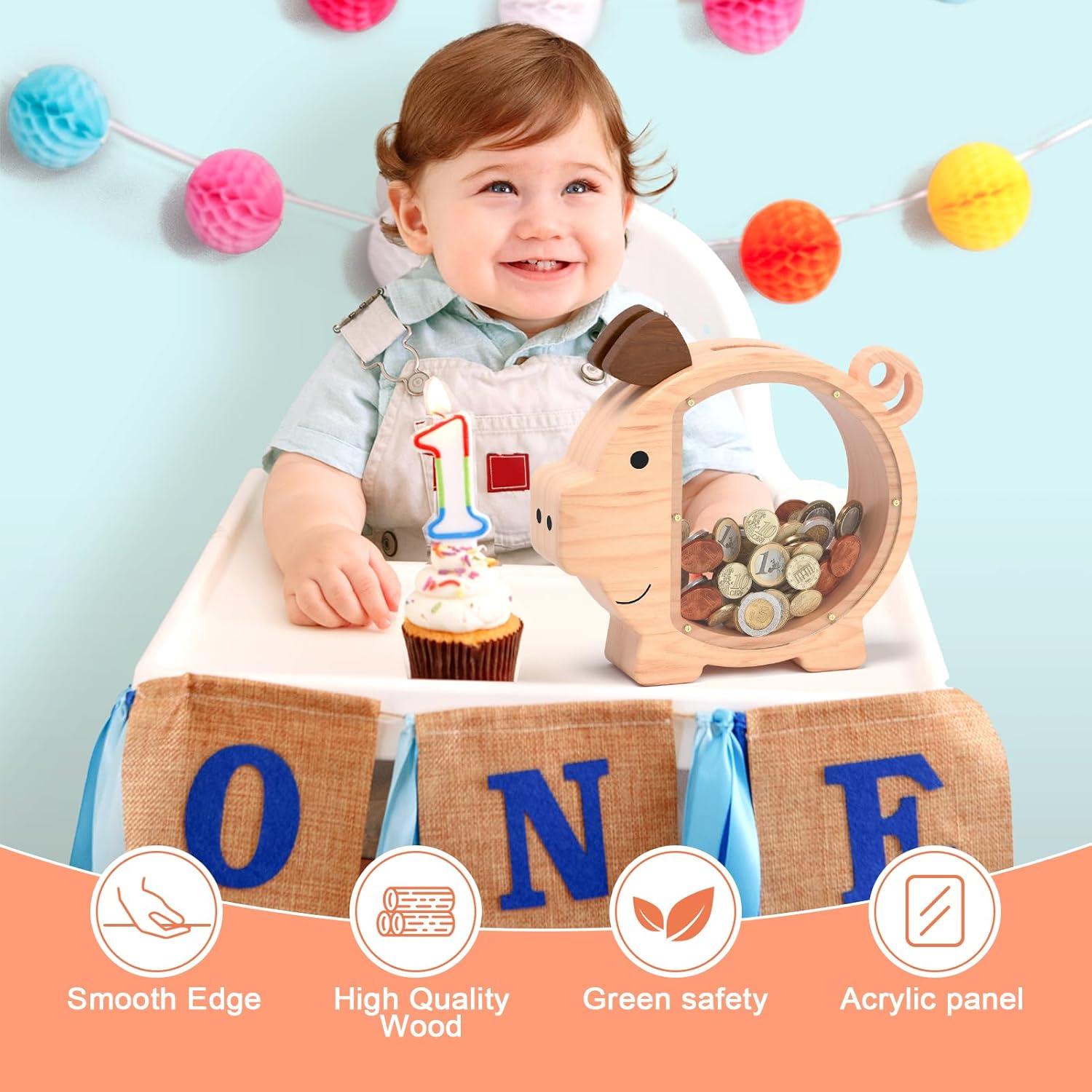 Hucha de Madera Personalizada ELX para Niños - 22.86x24.13 cm