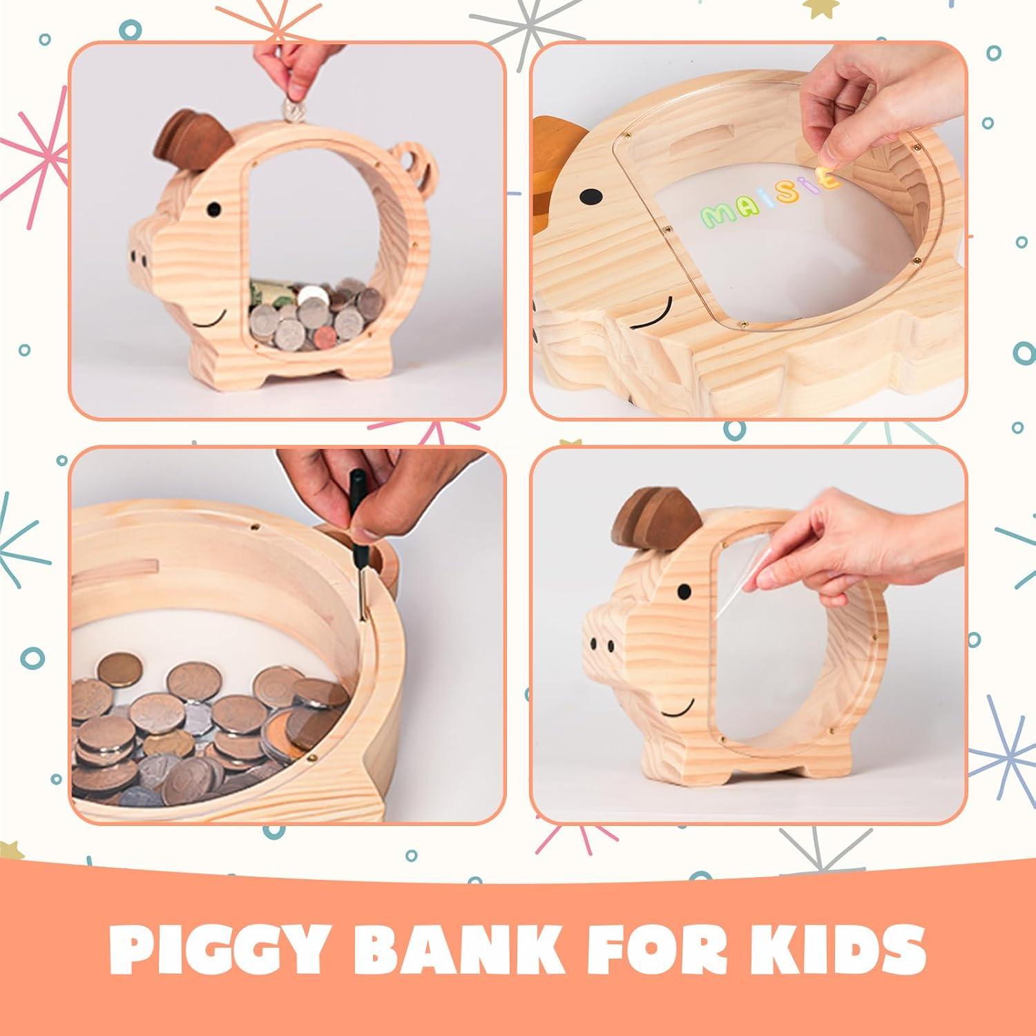 Hucha de Madera Personalizada ELX para Niños - 22.86x24.13 cm