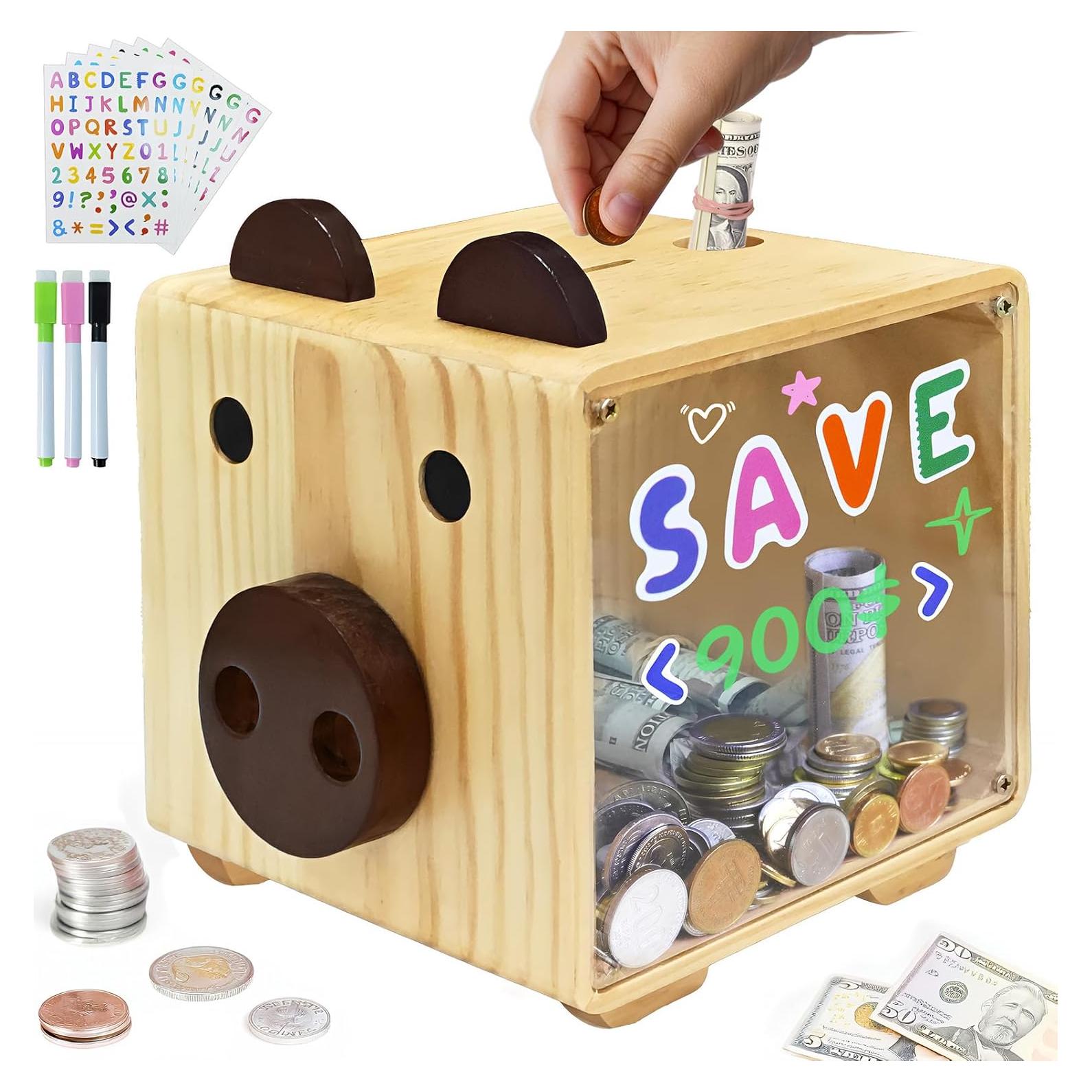 Alcancía de Madera AerWo para Niños Personalizable 15.95cm