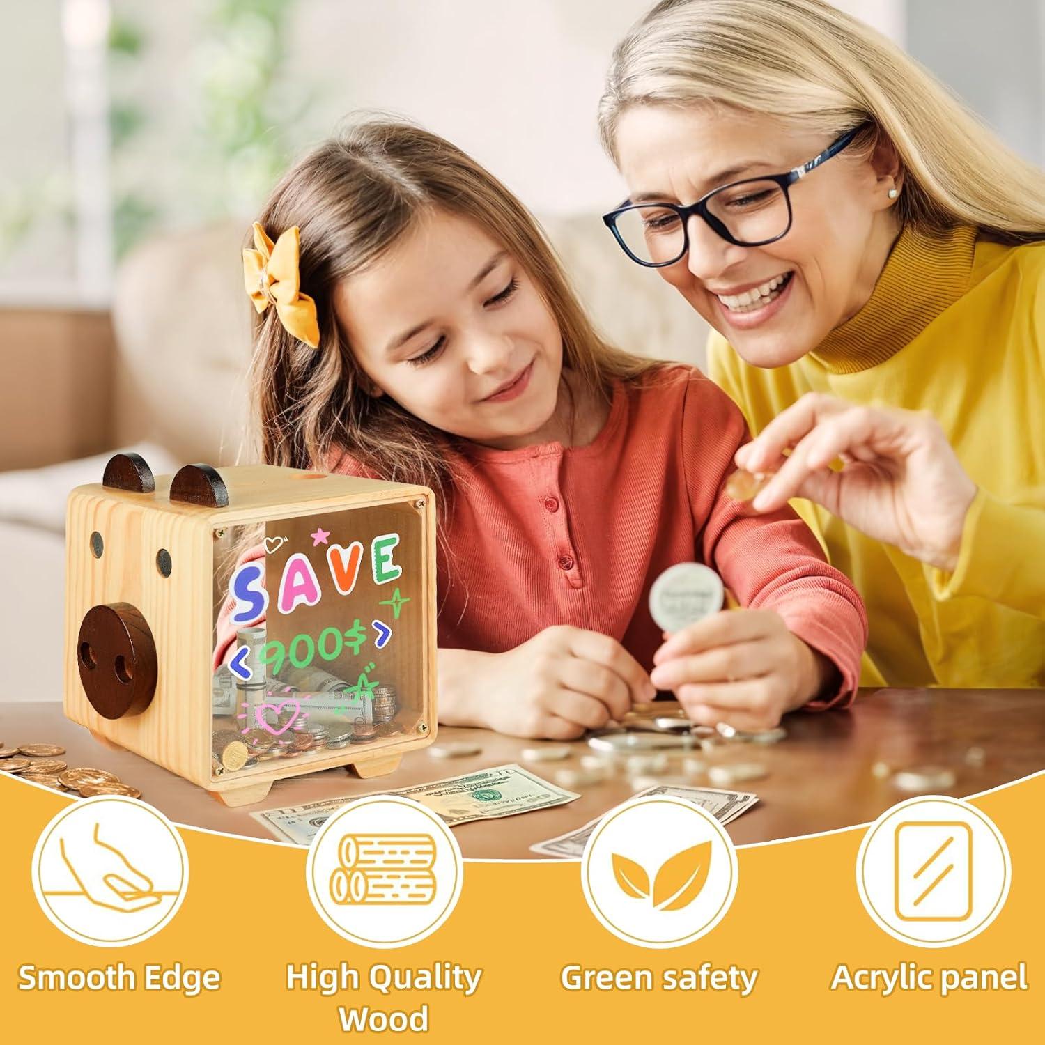 Alcancía de Madera AerWo para Niños Personalizable 15.95cm