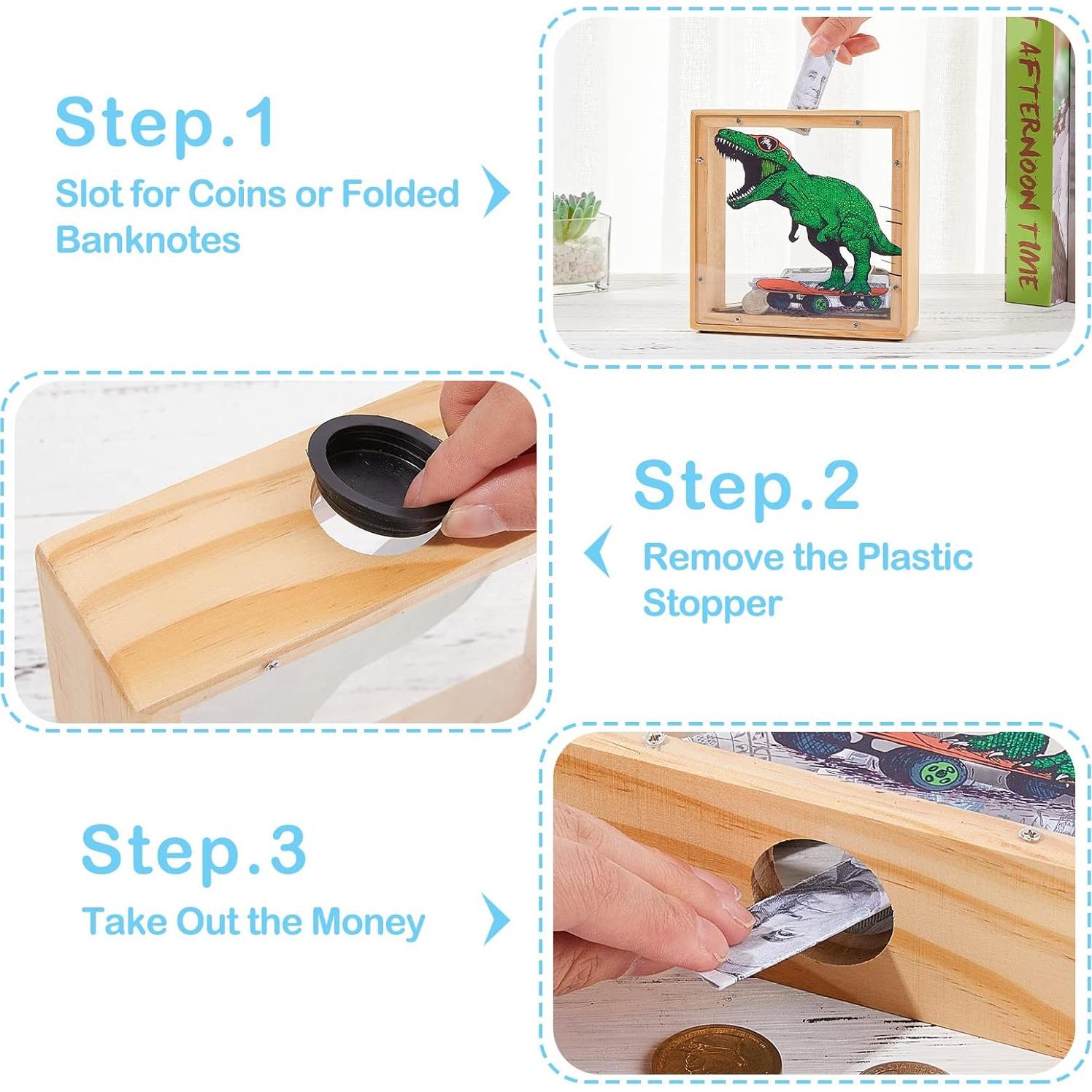 Hucha de Madera DIY ICOSY Unicornio Dinosaurio 15x15 cm