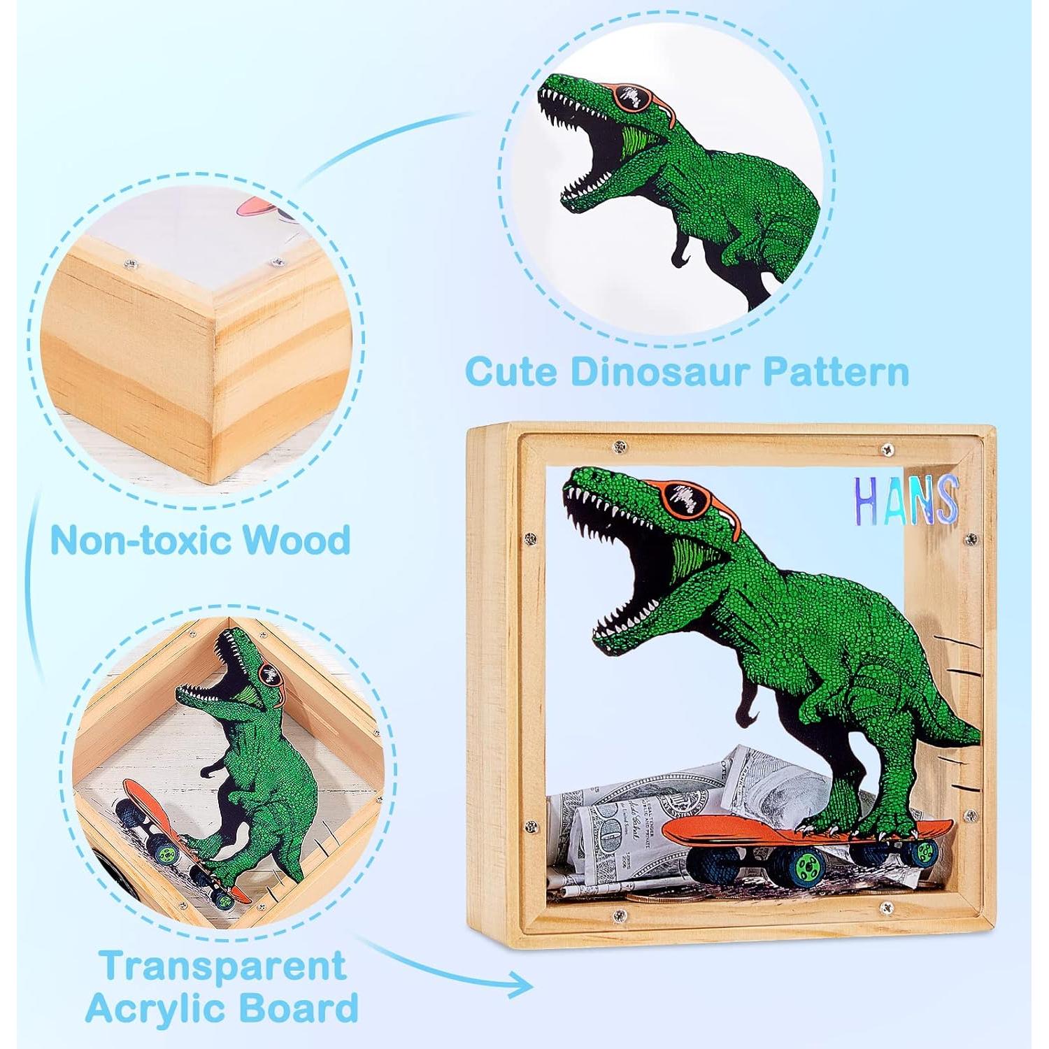 Hucha de Madera DIY ICOSY Unicornio Dinosaurio 15x15 cm