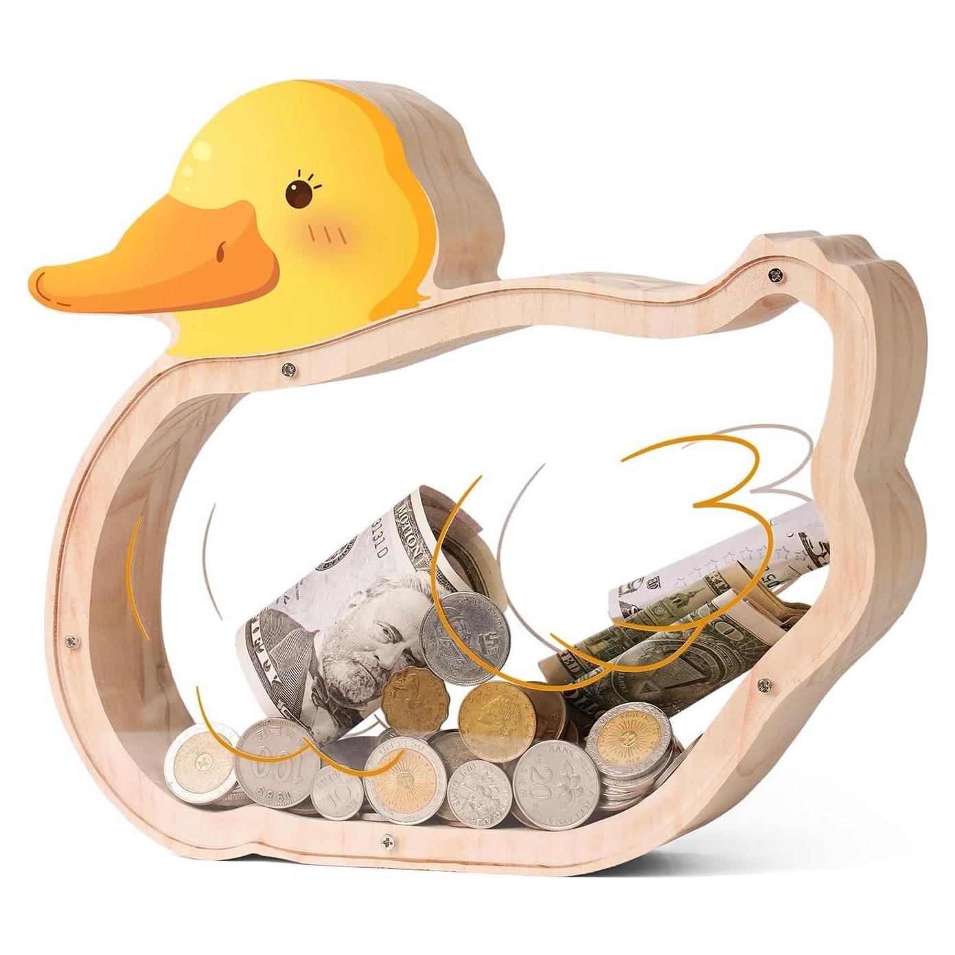 Hucha de Madera Pato Uniwooder 23.1x21.1x6.9 cm para Niños