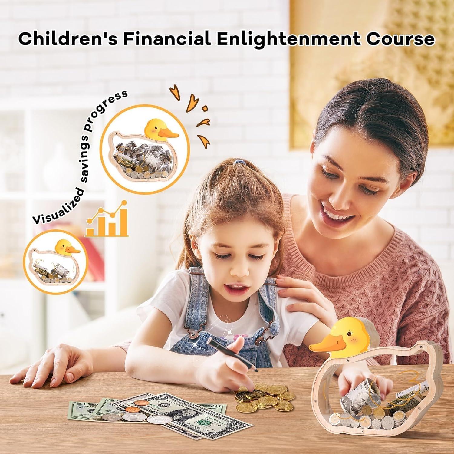 Hucha de Madera Pato Uniwooder 23.1x21.1x6.9 cm para Niños