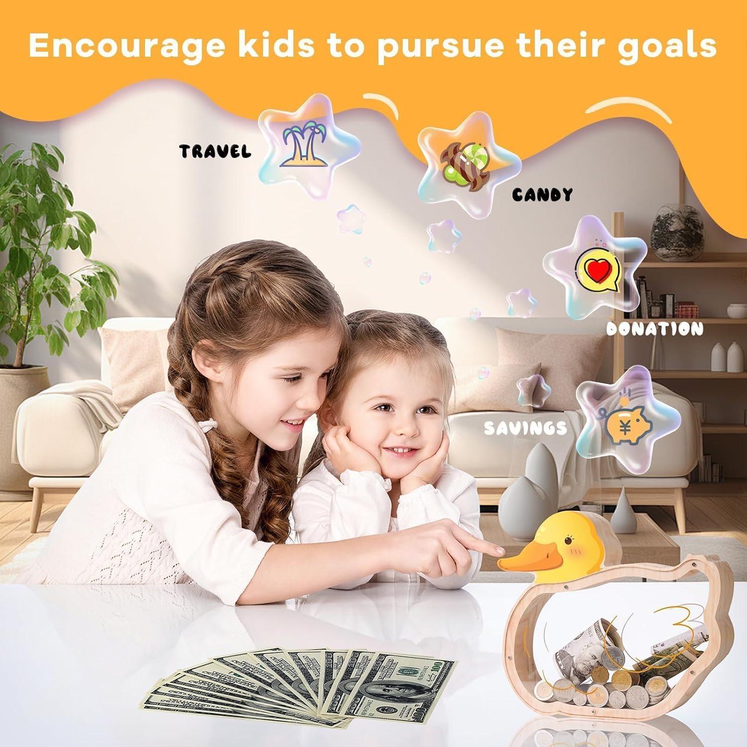 Hucha de Madera Pato Uniwooder 23.1x21.1x6.9 cm para Niños