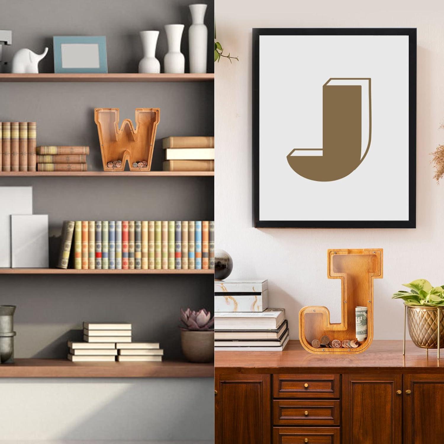 Banco de Monedas Personalizado de Madera 26 Letras - Ahorro Infantil