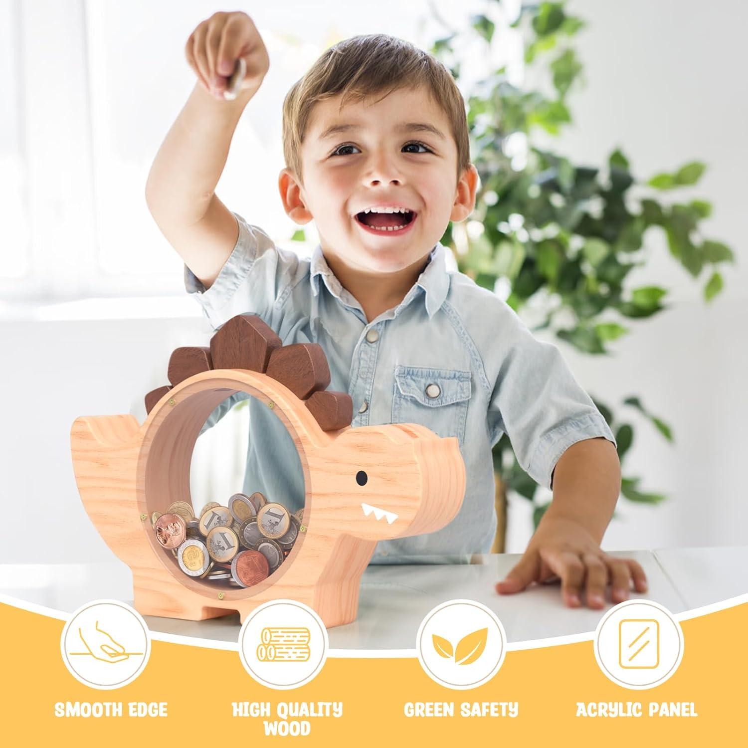 Hucha de Madera Dinosaurio Summidate para Niños - Estándar
