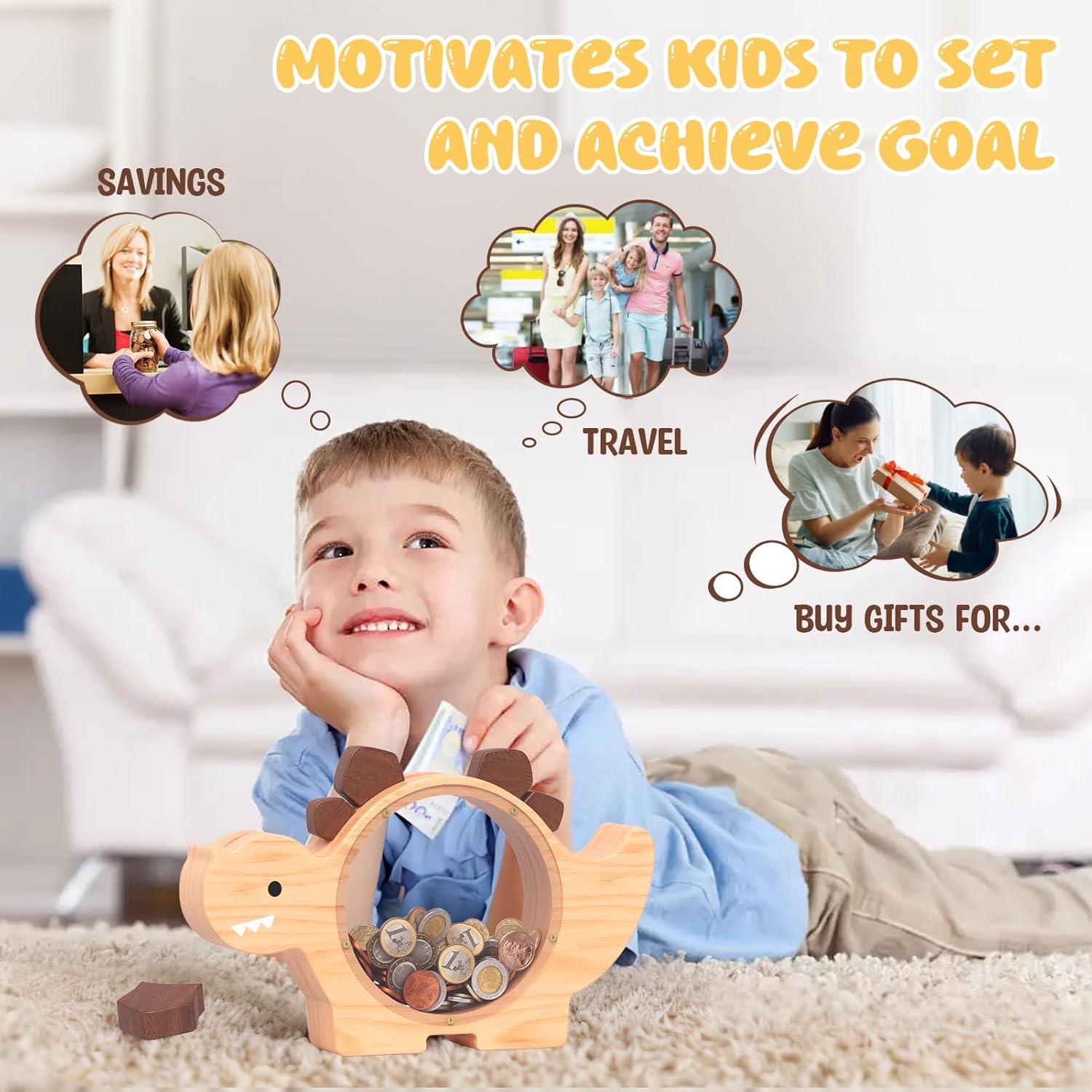 Hucha de Madera Dinosaurio Summidate para Niños - Estándar