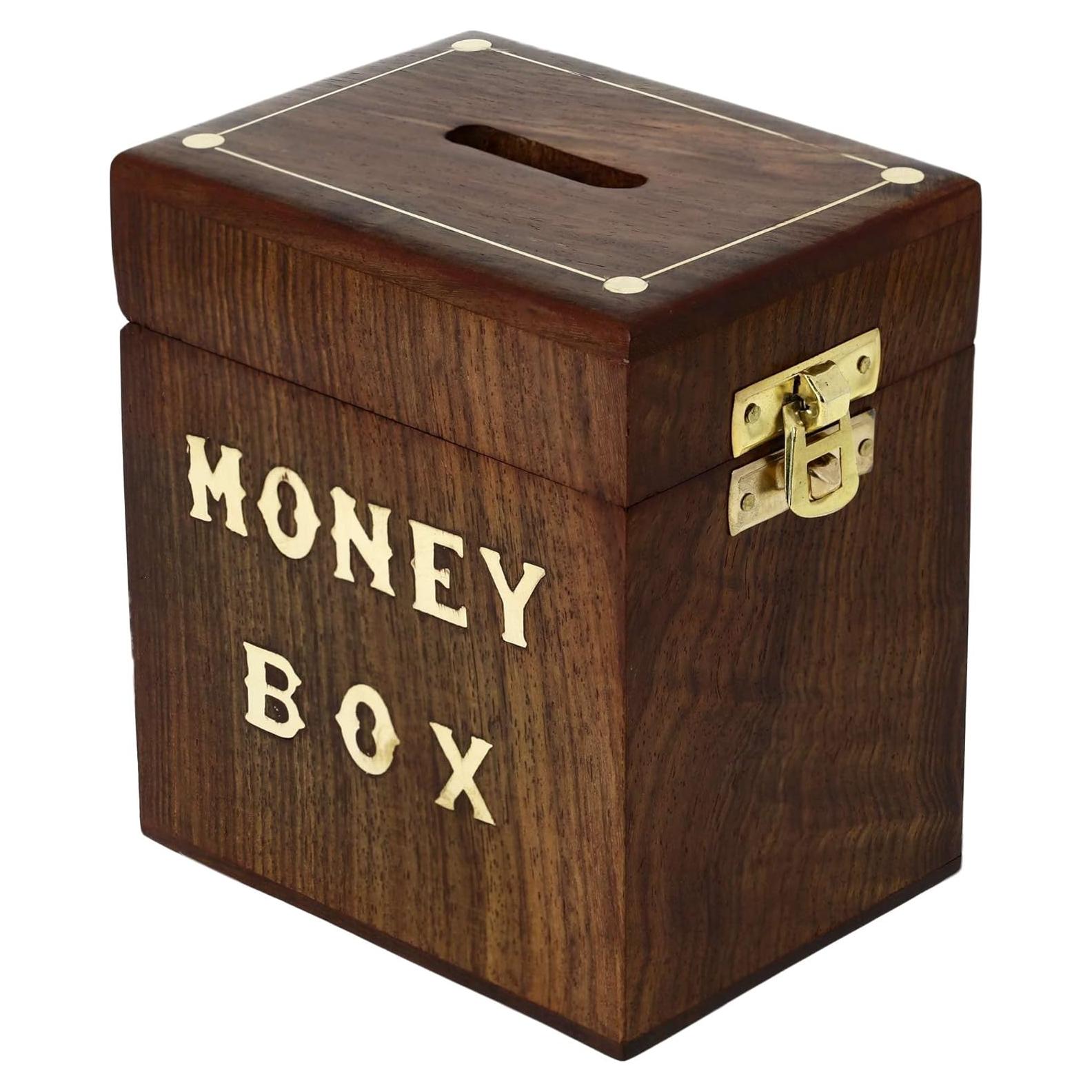 Caja de Ahorro de Madera Hecha a Mano ARTISENIA 10x7.6 cm