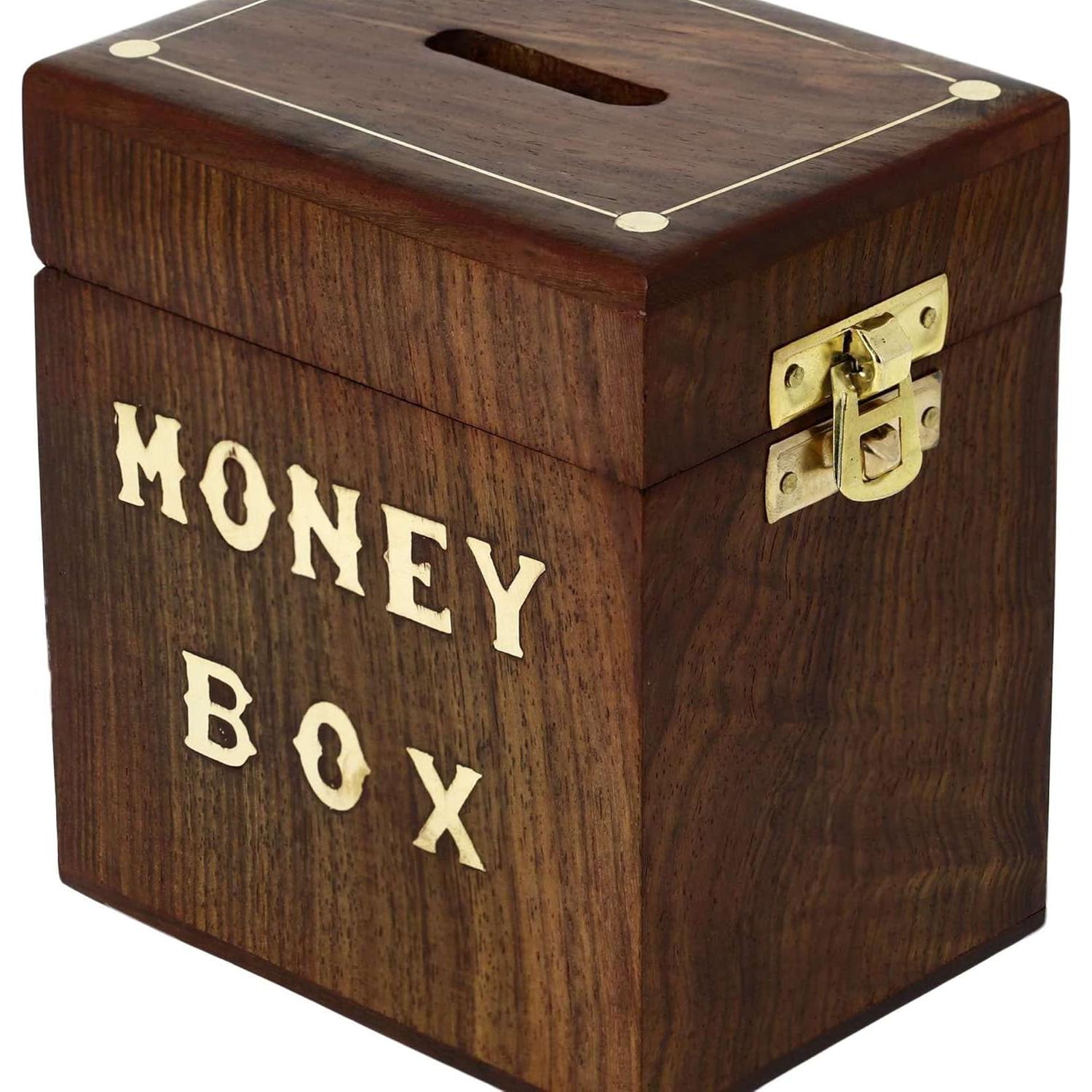 Caja de Ahorro de Madera Hecha a Mano ARTISENIA 10x7.6 cm