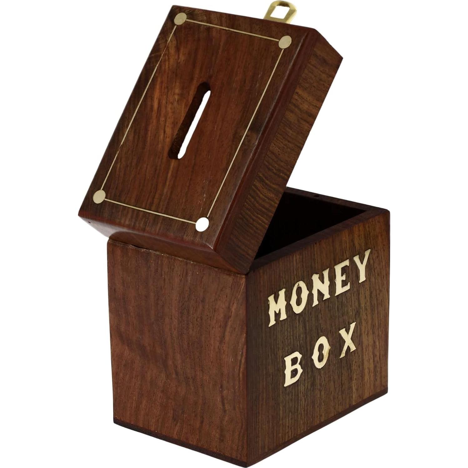 Caja de Ahorro de Madera Hecha a Mano ARTISENIA 10x7.6 cm