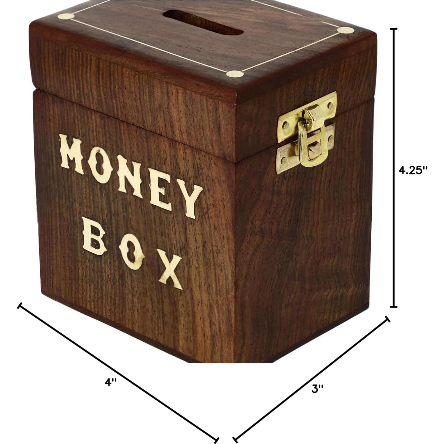 Caja de Ahorro de Madera Hecha a Mano ARTISENIA 10x7.6 cm