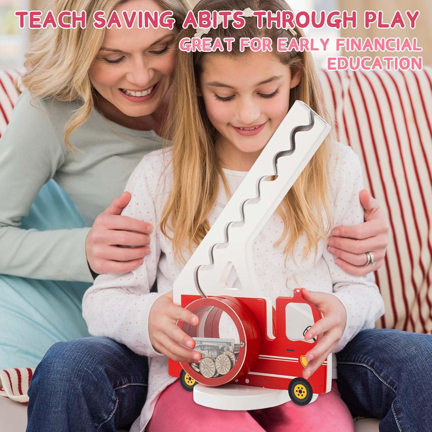 Hucha de Madera Camión de Bomberos AORCMITN 36.83x25.4 cm