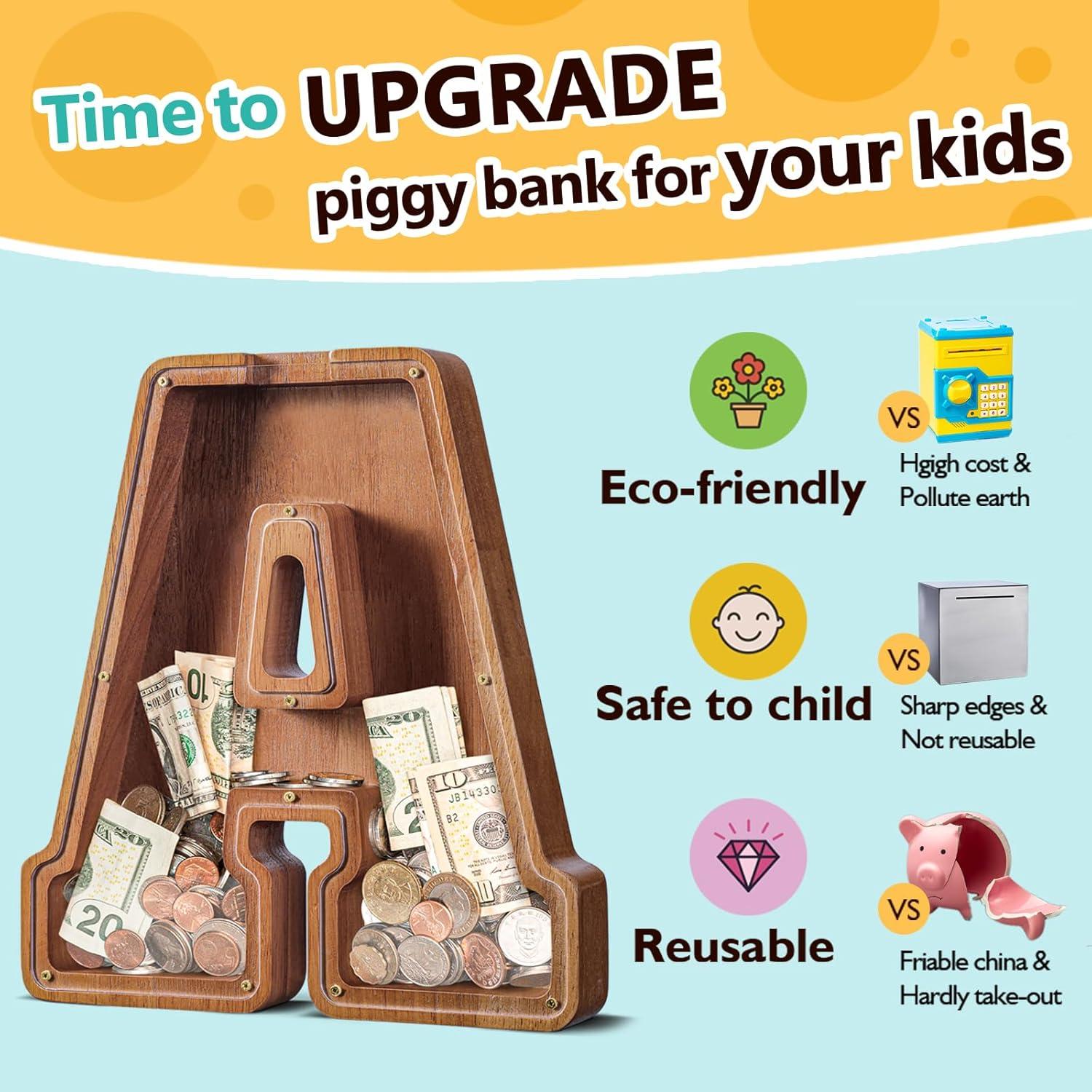 Hucha Grande de Madera Summidate Inicial Personalizada 30.48 cm