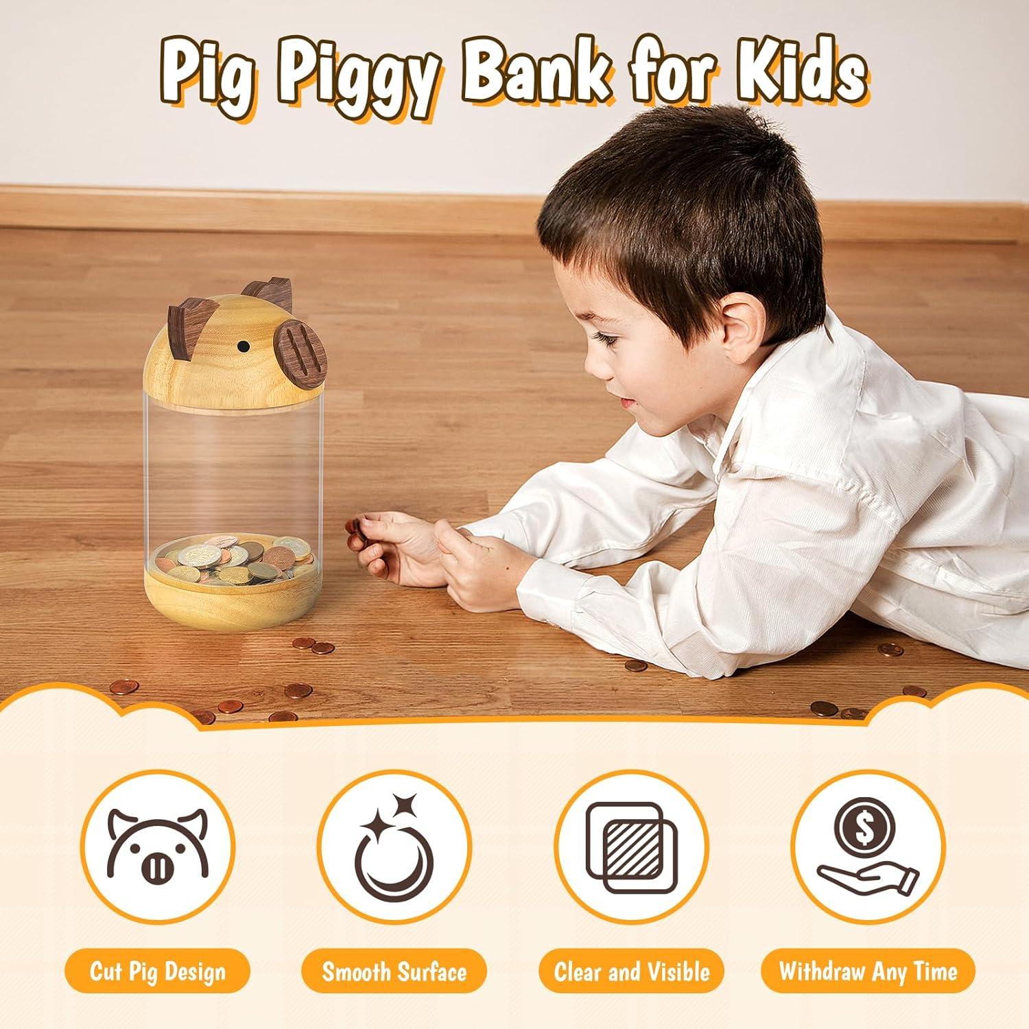 Alcancía de Madera y Acrílico Hicocool Cerdito Transparente