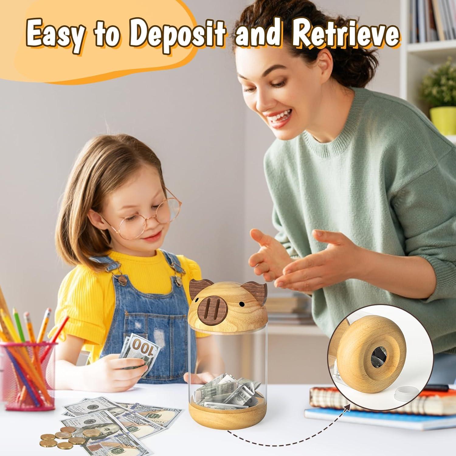 Alcancía de Madera y Acrílico Hicocool Cerdito Transparente