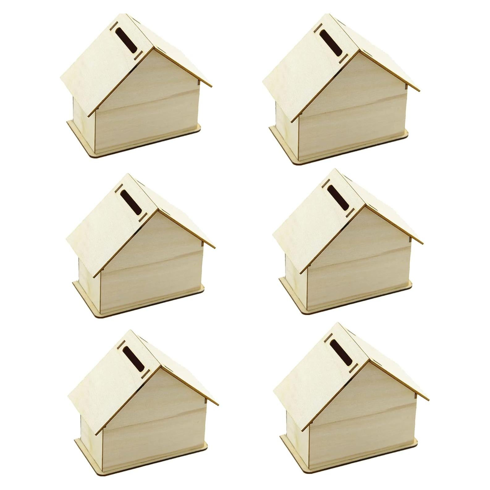 Alcancía de Madera DIY Alfyng 6 Pcs para Pintar y Decorar