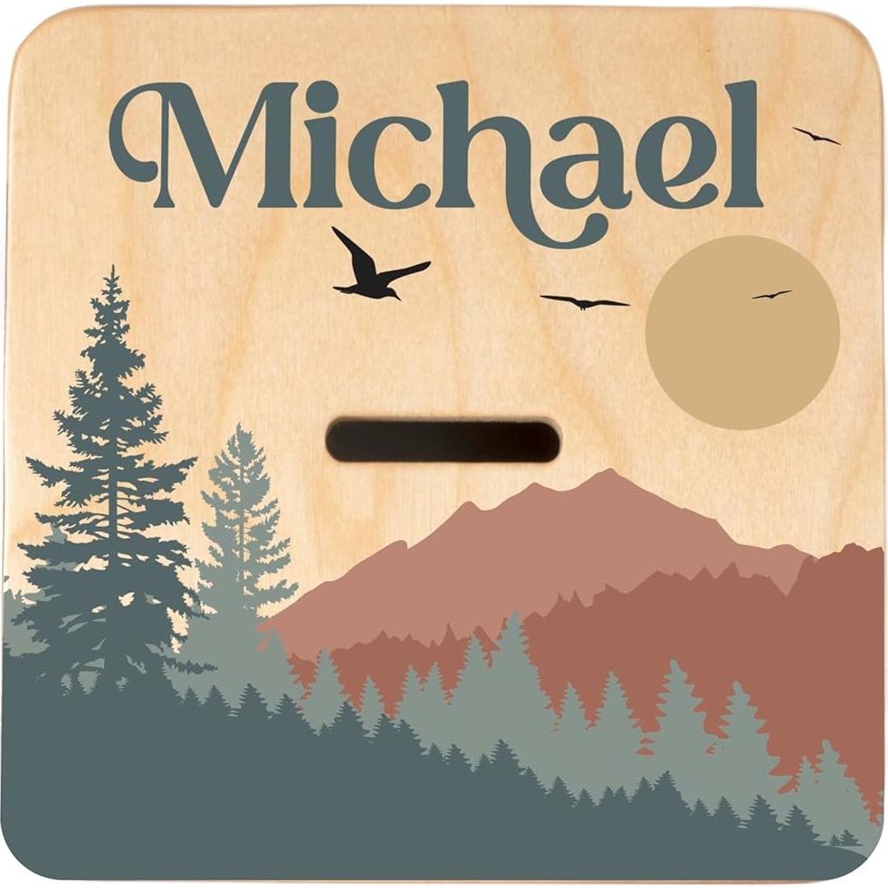 Hucha de Madera Personalizada BloomOwl para Niños 15.24 cm