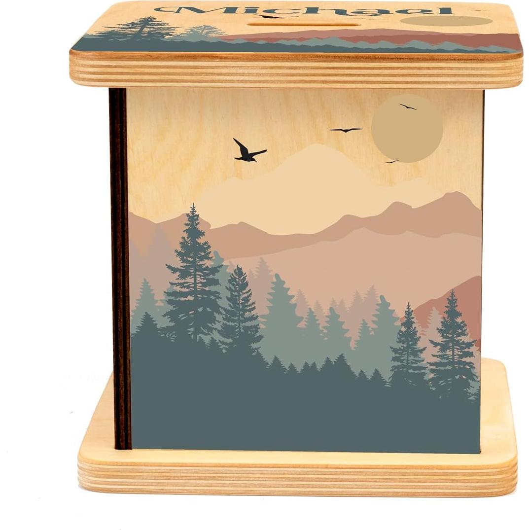 Hucha de Madera Personalizada BloomOwl para Niños 15.24 cm