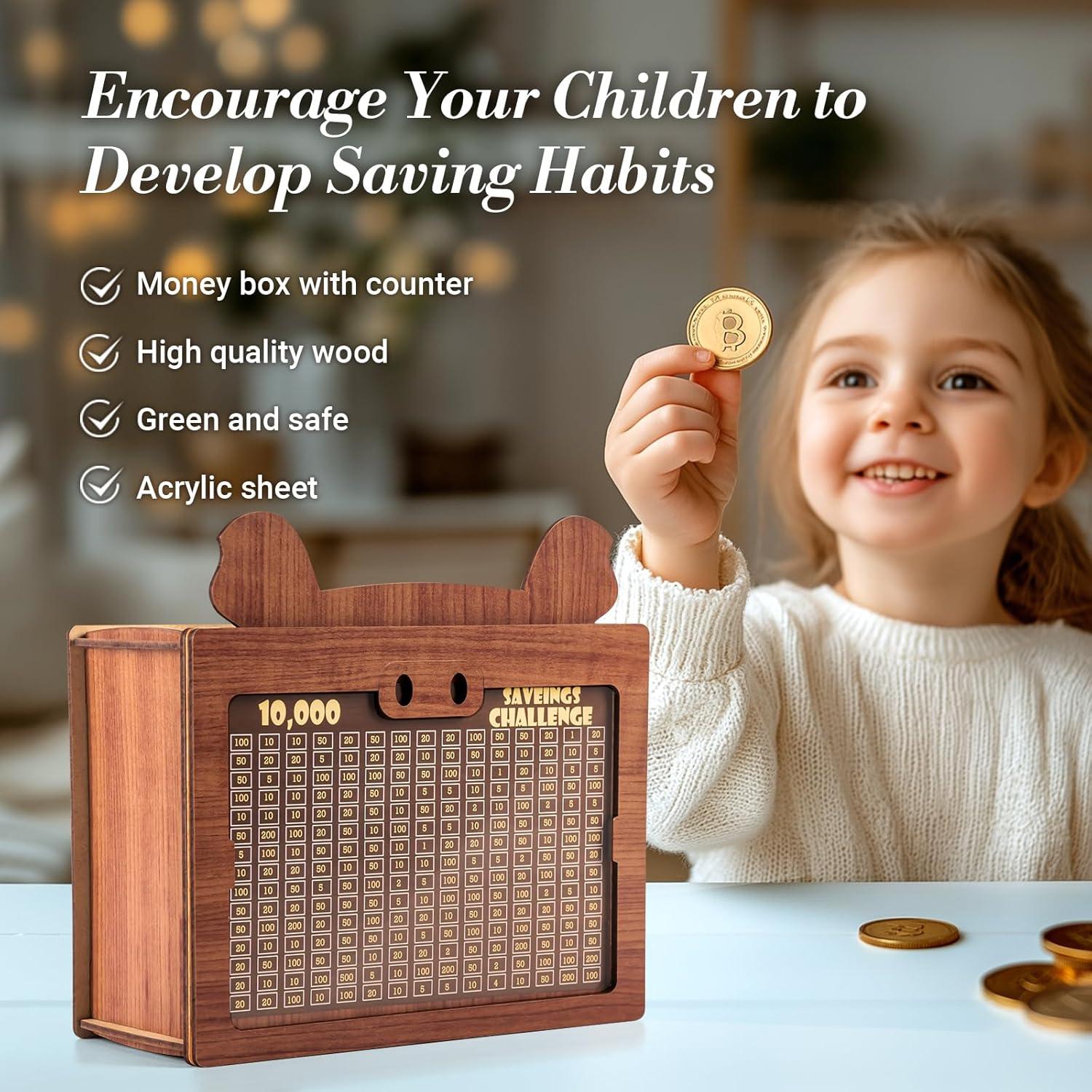 Caja de Ahorro Marycele de Madera 10,000 para Niños y Adultos