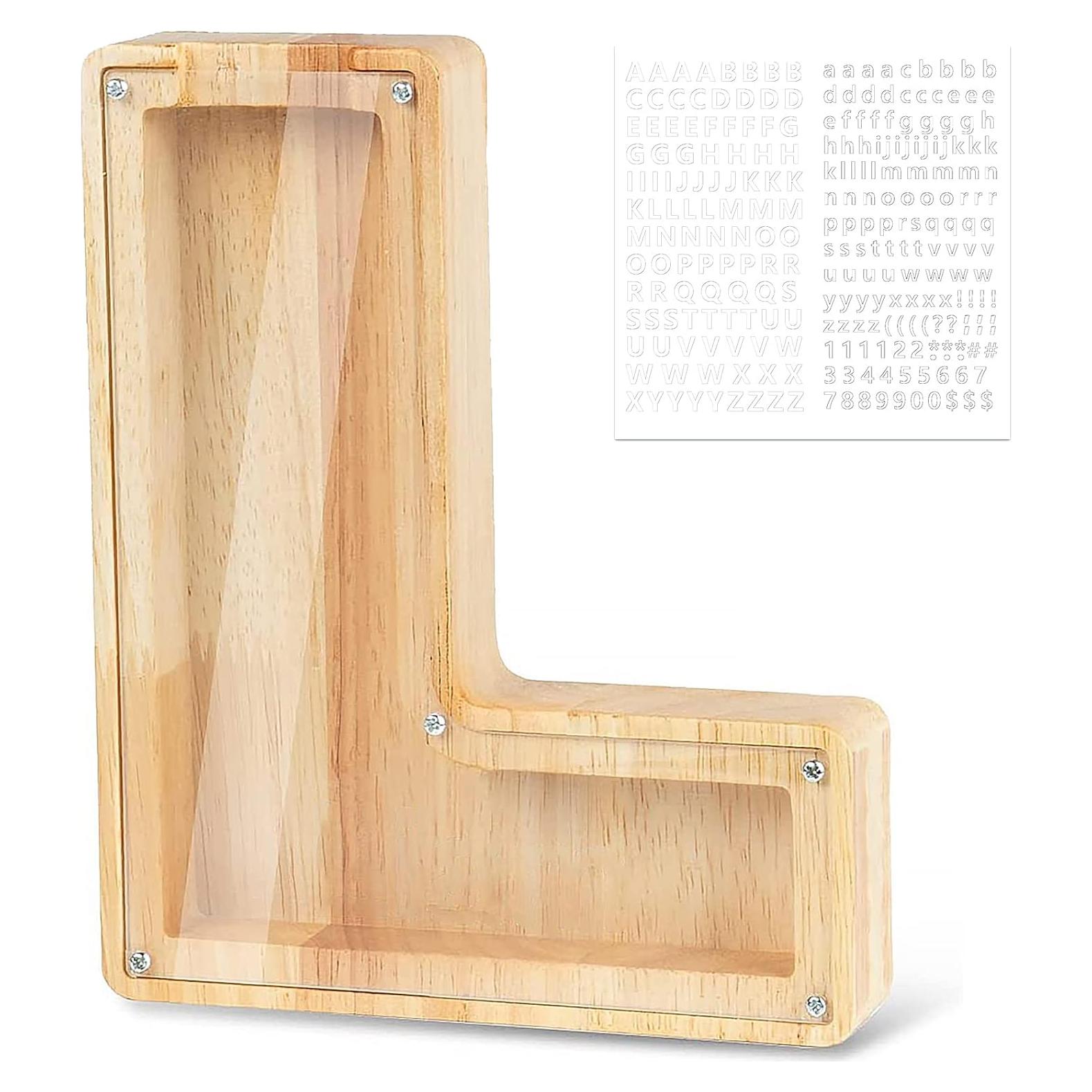 Hucha de Madera Personalizada Weallbuy Letra A-Z Transparente