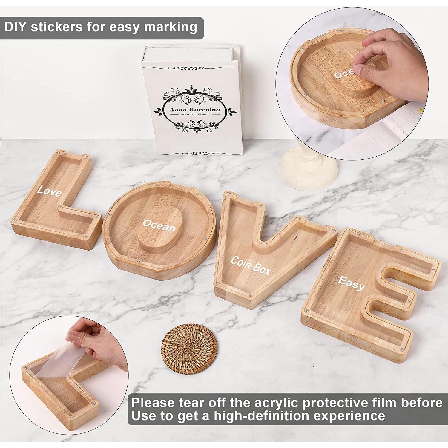 Hucha de Madera Personalizada Weallbuy Letra A-Z Transparente