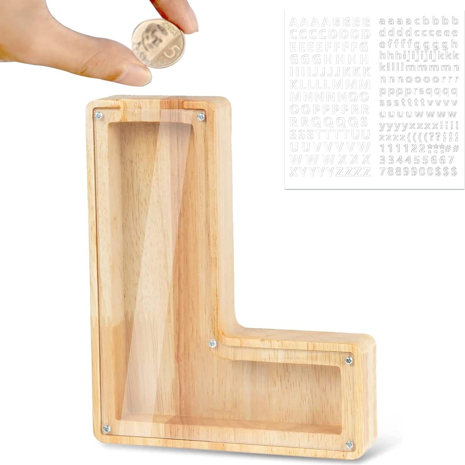 Hucha de Madera Personalizada Weallbuy Letra A-Z Transparente