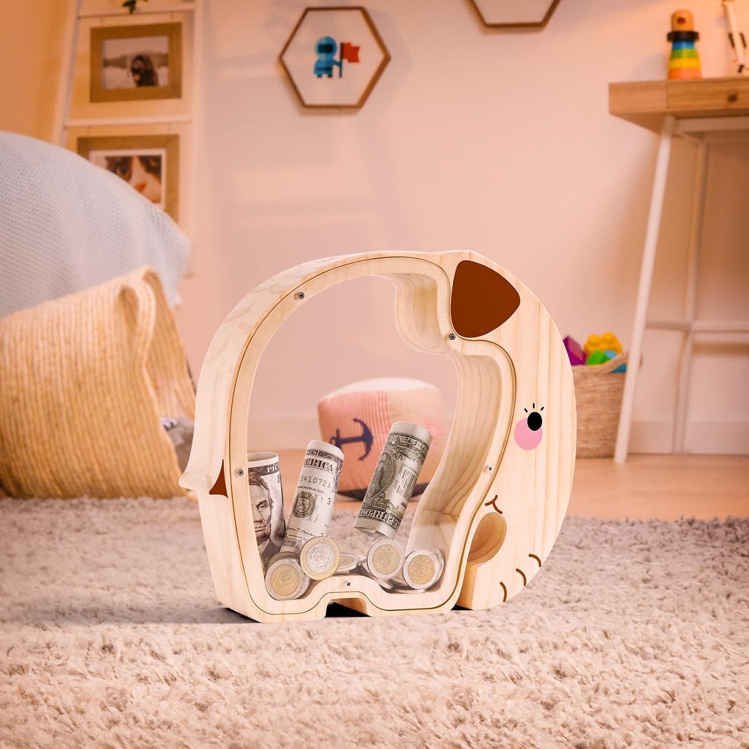 Hucha de Elefante de Madera Uniwooder Grande 24.99x22cm