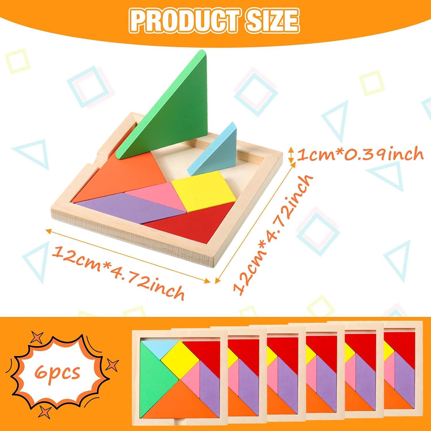 Juego de Tangram de Madera Meooeck 6 Piezas Multicolor