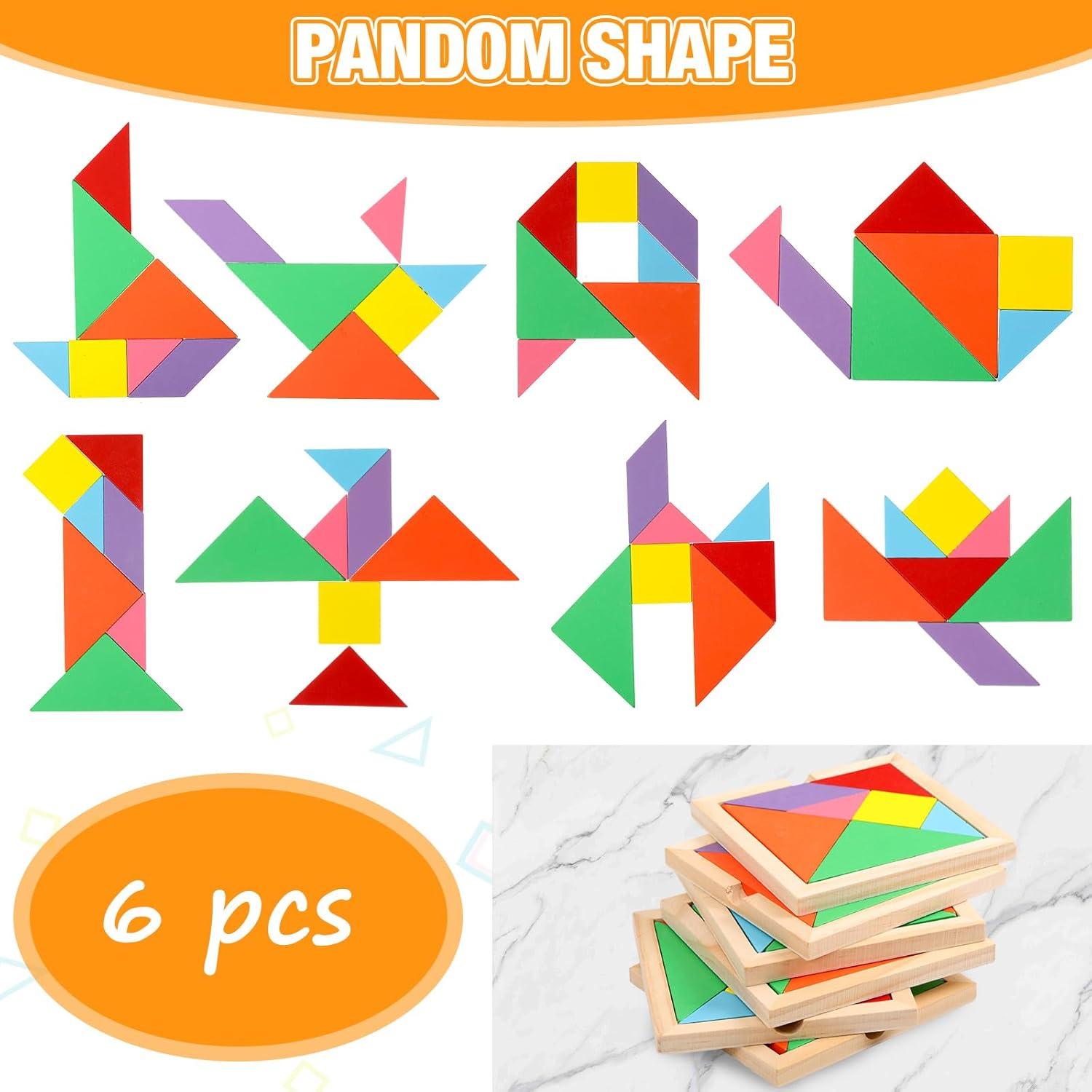 Juego de Tangram de Madera Meooeck 6 Piezas Multicolor