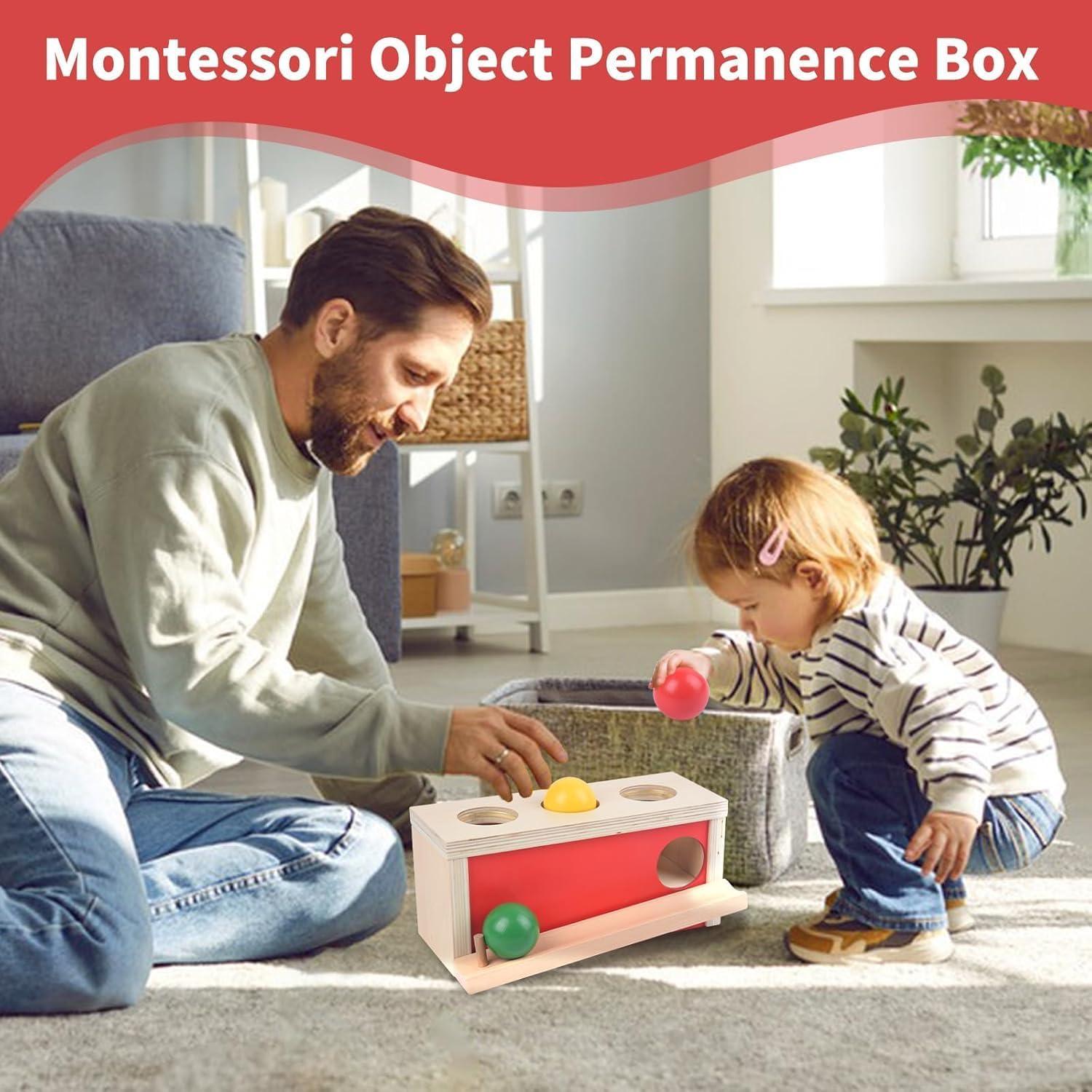 Caja de Permanencia de Objetos Montessori Smartwo - Juguete Educativo de Madera para Bebés 6 Meses+
