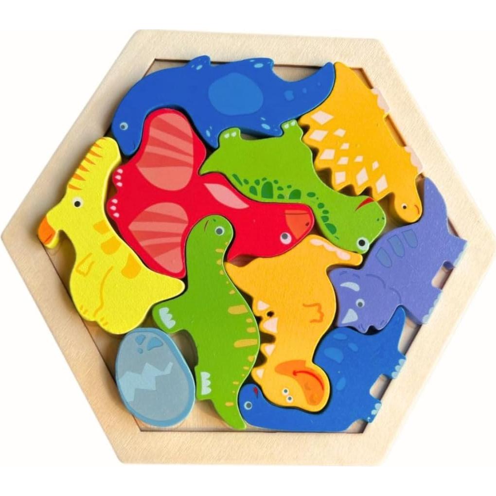 Rompecabezas de Dinosaurios de Madera Hiedu 9 Piezas 3+ Años
