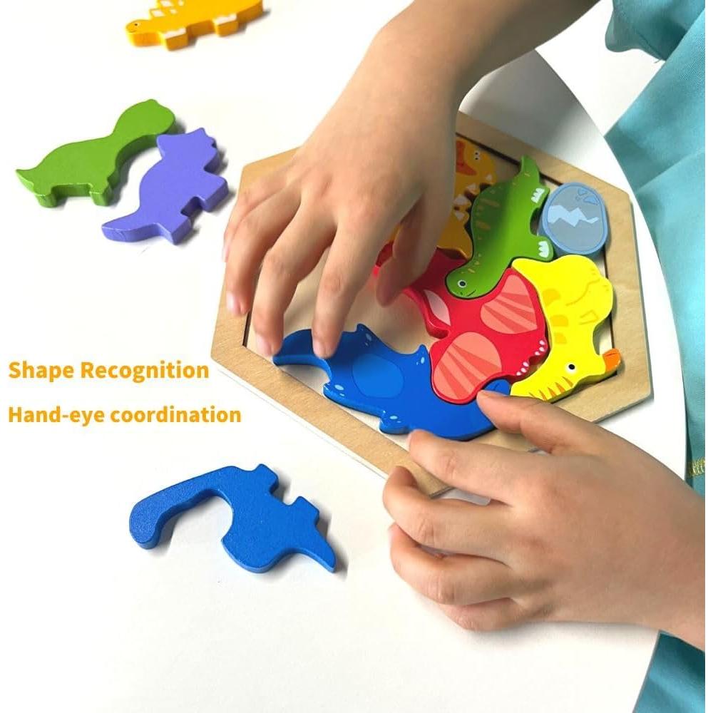 Rompecabezas de Dinosaurios de Madera Hiedu 9 Piezas 3+ Años