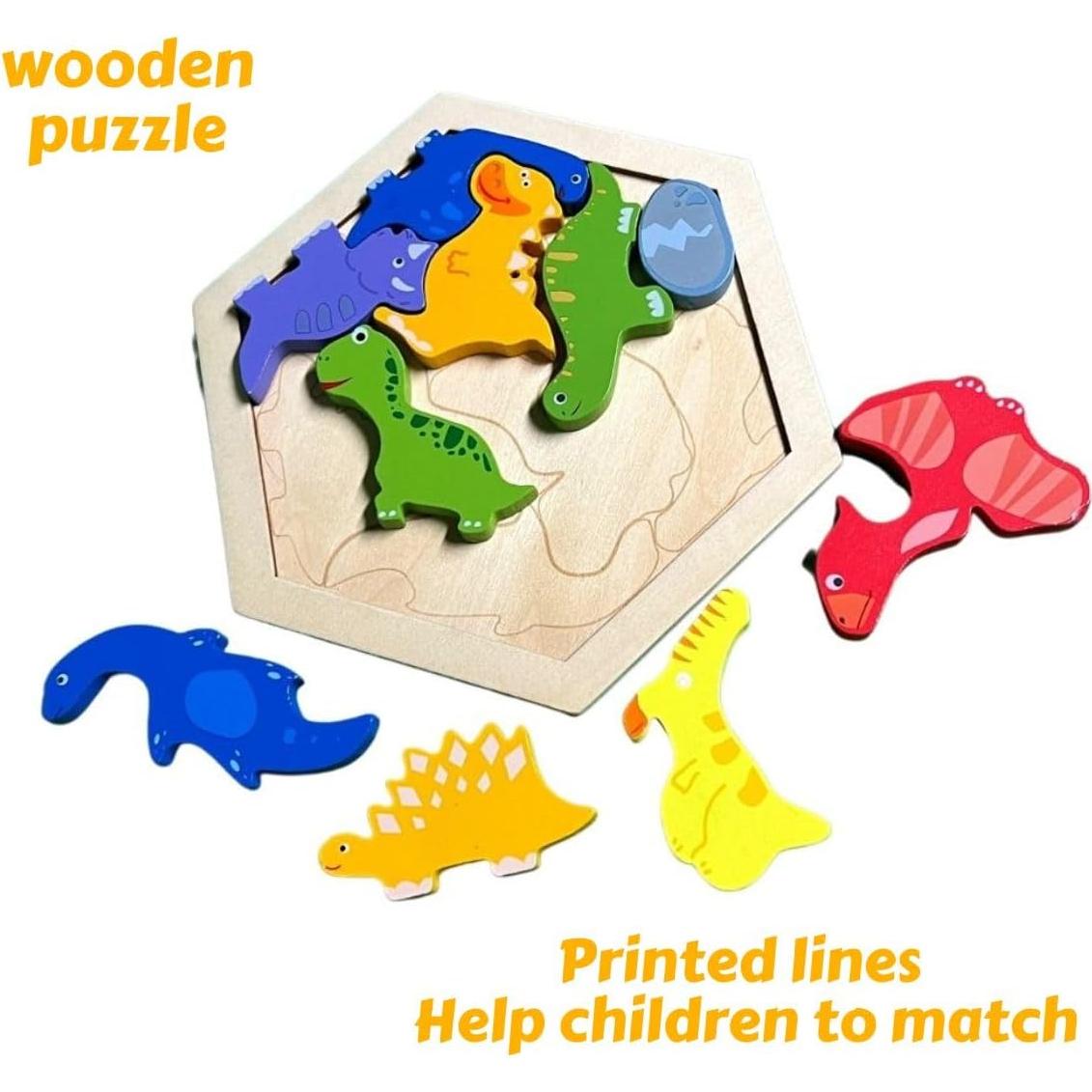 Rompecabezas de Dinosaurios de Madera Hiedu 9 Piezas 3+ Años