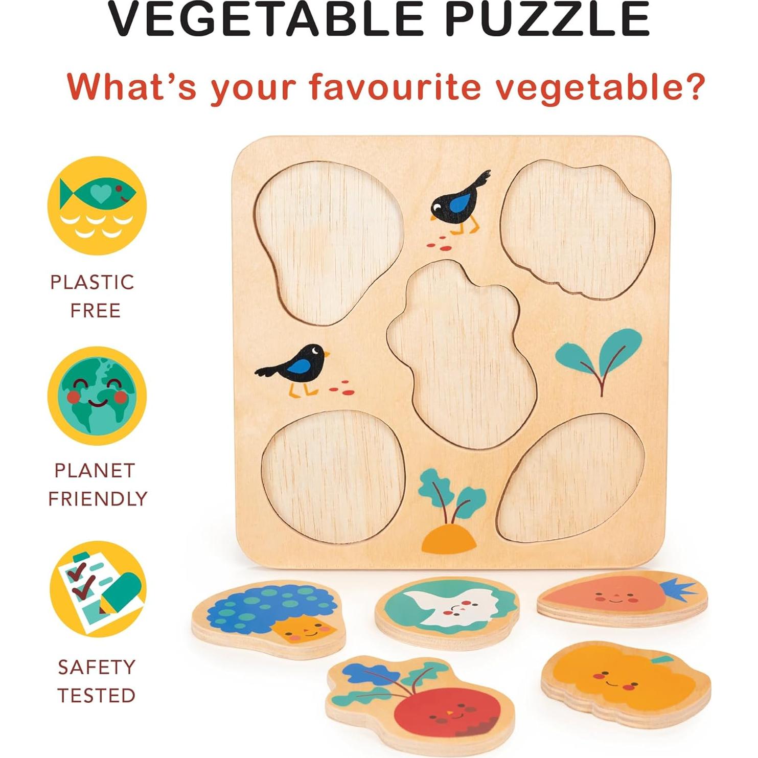Rompecabezas de Verduras Mentari - Juguete de Madera 20x20 cm