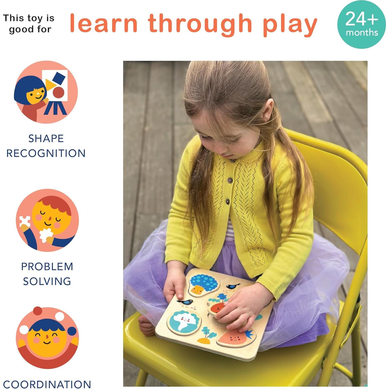 Rompecabezas de Verduras Mentari - Juguete de Madera 20x20 cm